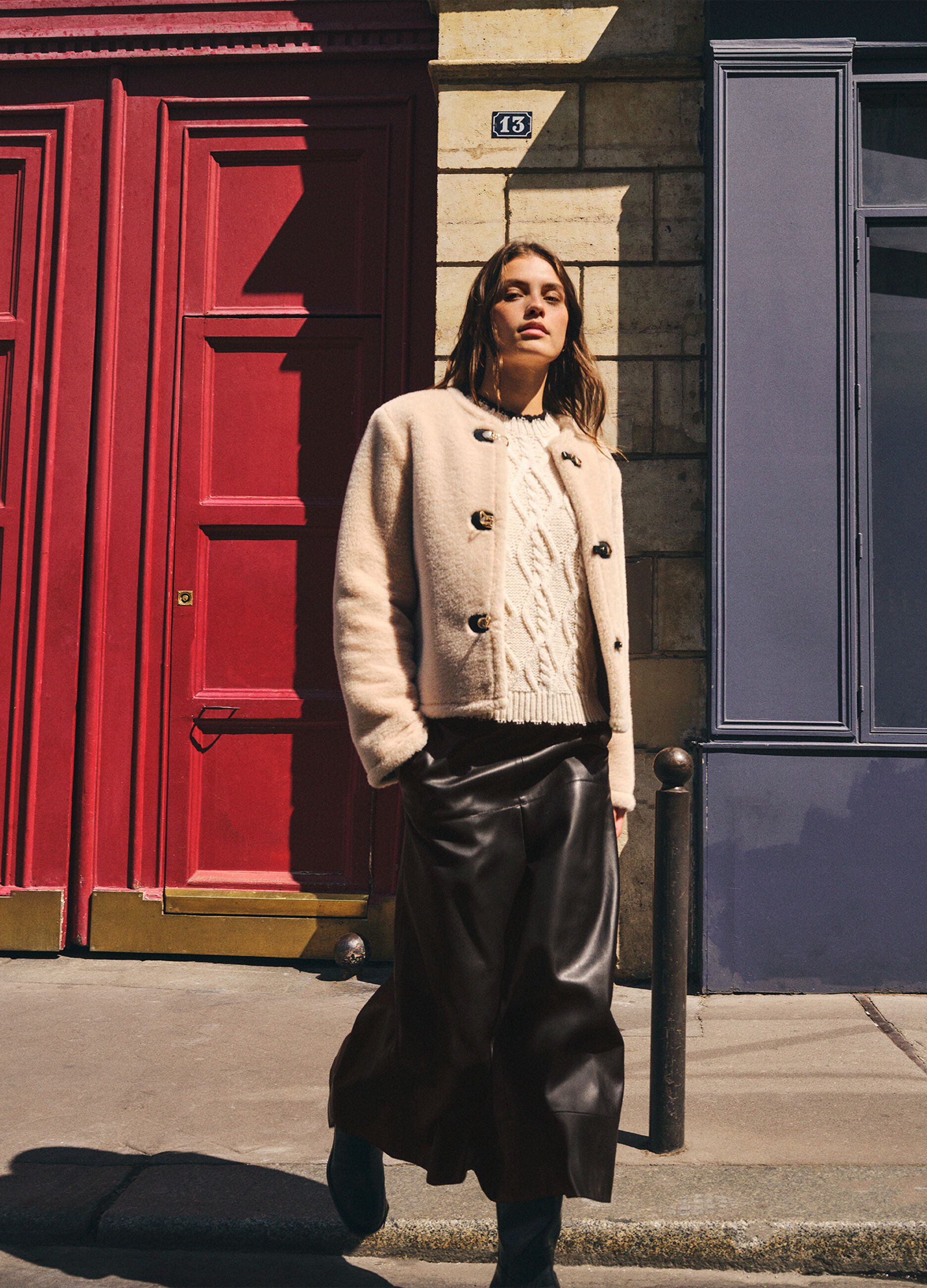 Beige regular fit coat