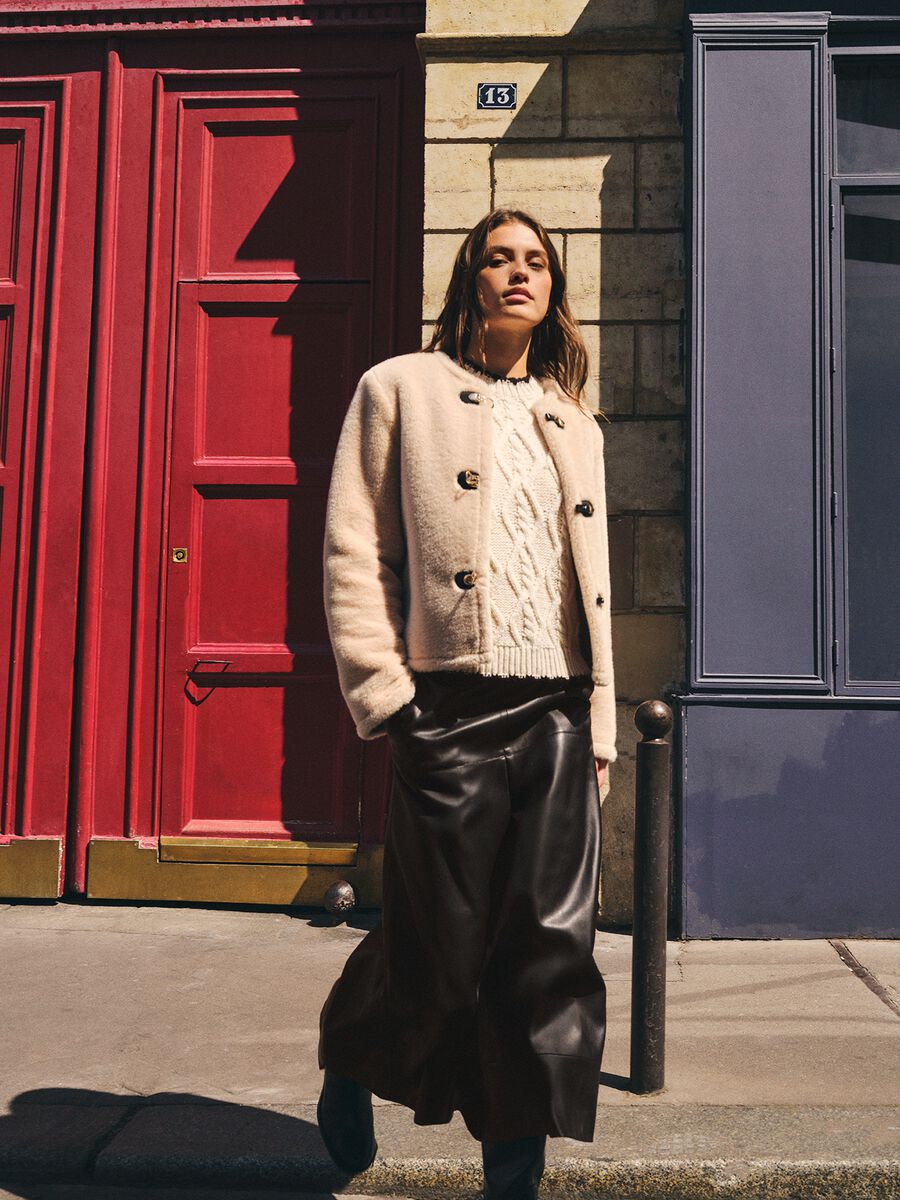 Beige regular fit coat_0