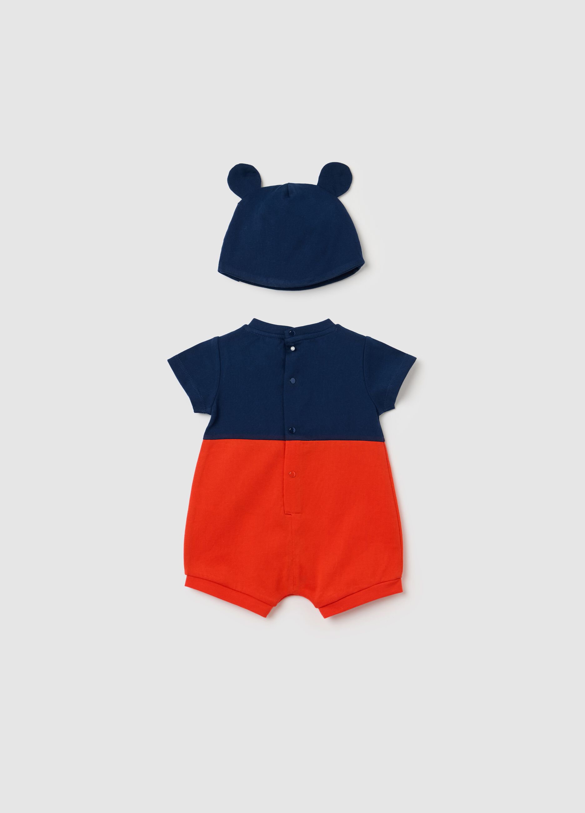 Cotton Mickey Mouse Romper with Hat