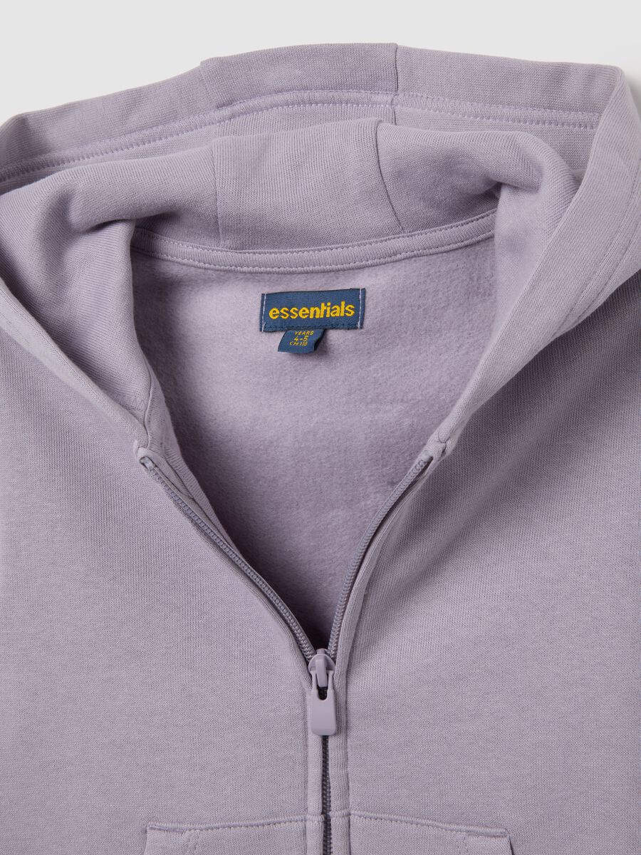 Felpa da bambina in puro cotone viola regular fit con zip e cappuccio_2