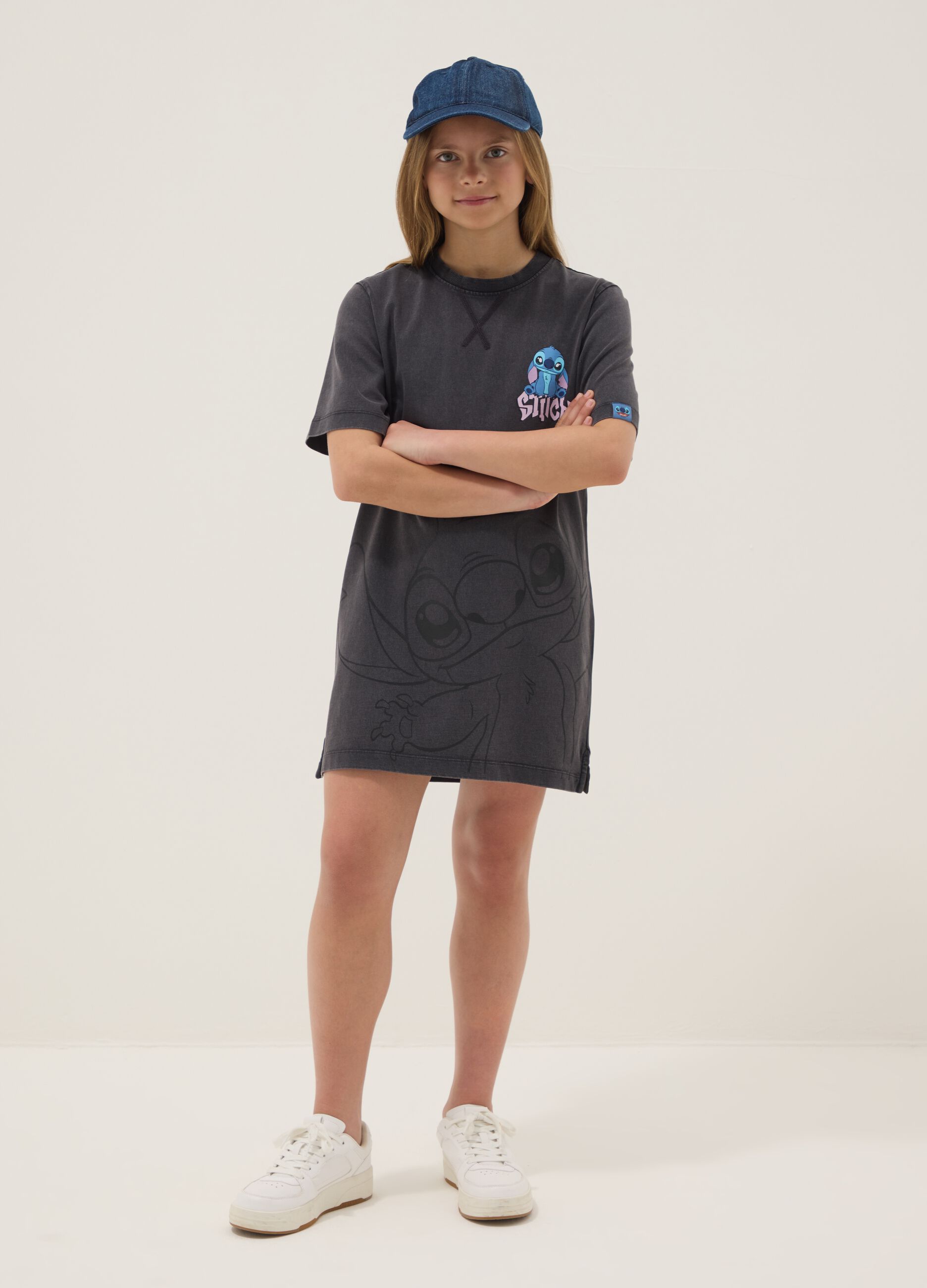 Black pure cotton mini dress with short sleeves