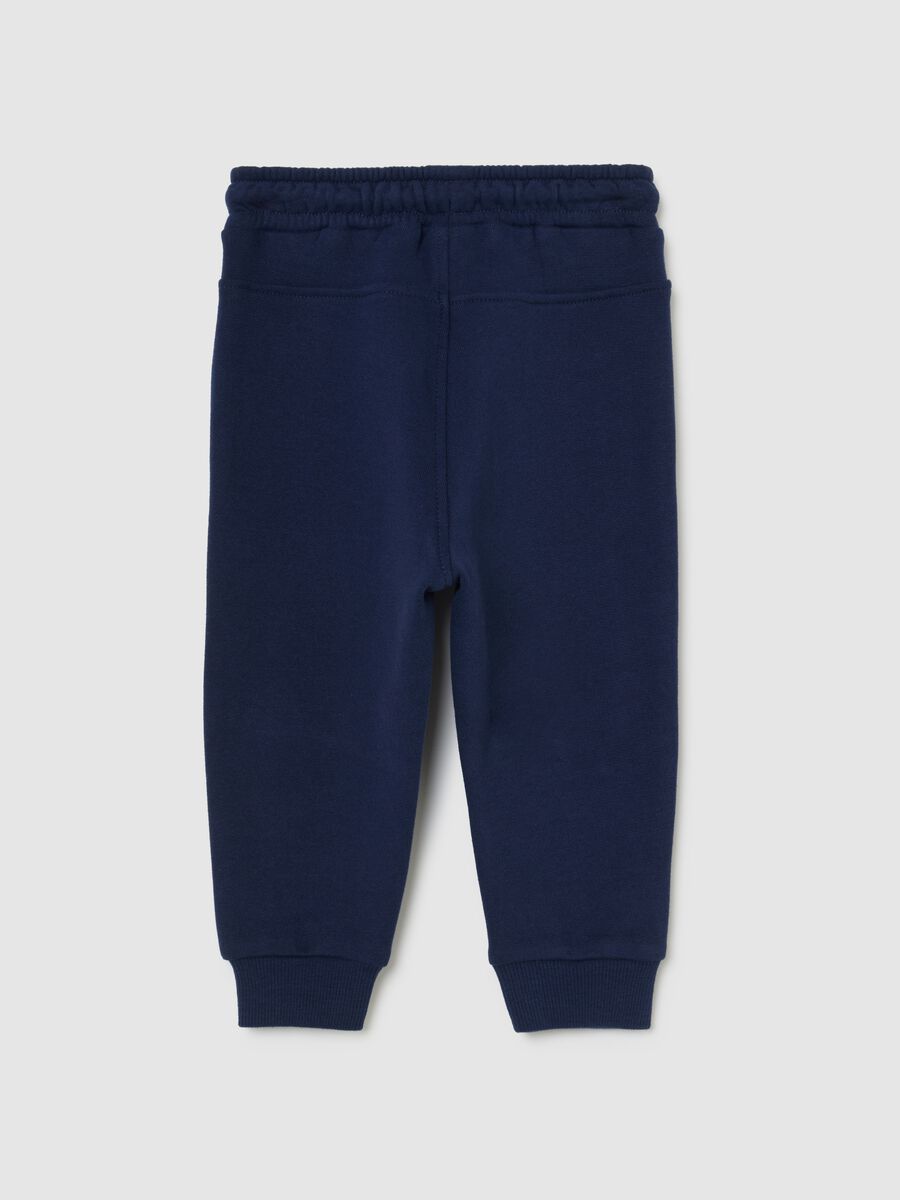 Pantaloni jogger blu da bimbo in misto cotone regular fit con stampa_1