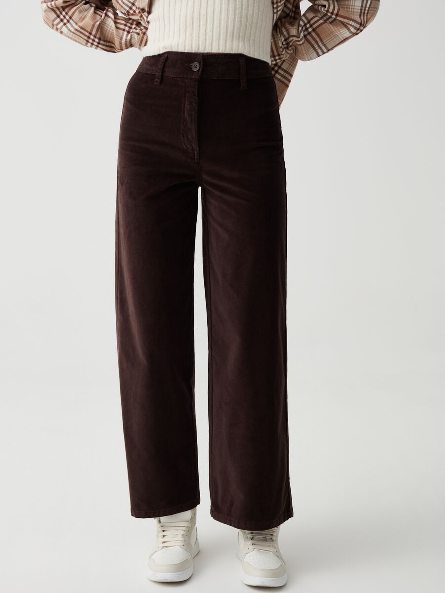 Pantaloni wide leg in corduroy_1
