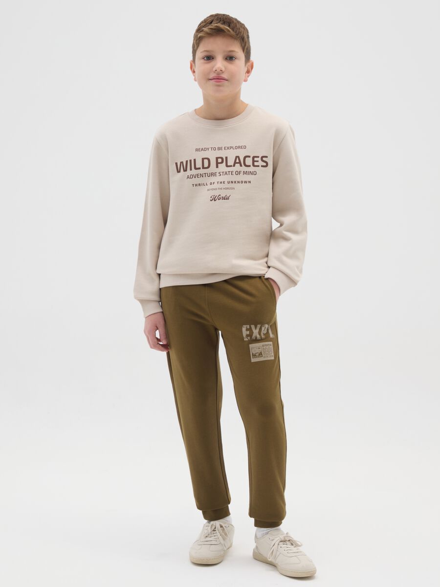 Pantaloni da ragazzo in puro cotone verde regular fit_0