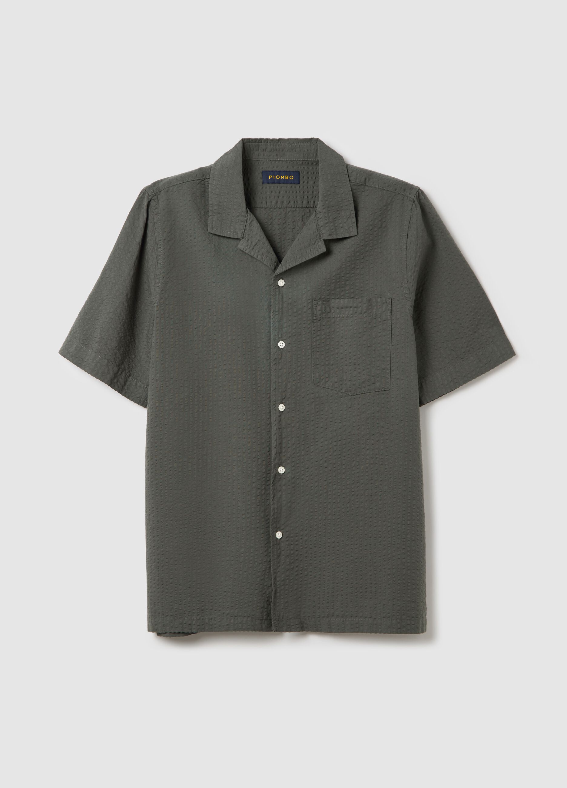 Green Cotton Bowling Collar Shirt