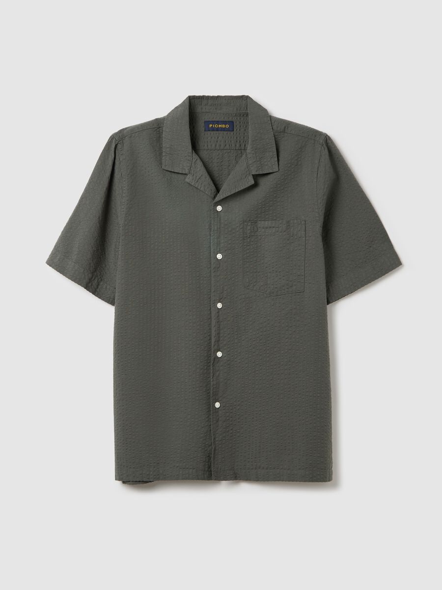 Green Cotton Bowling Collar Shirt_4