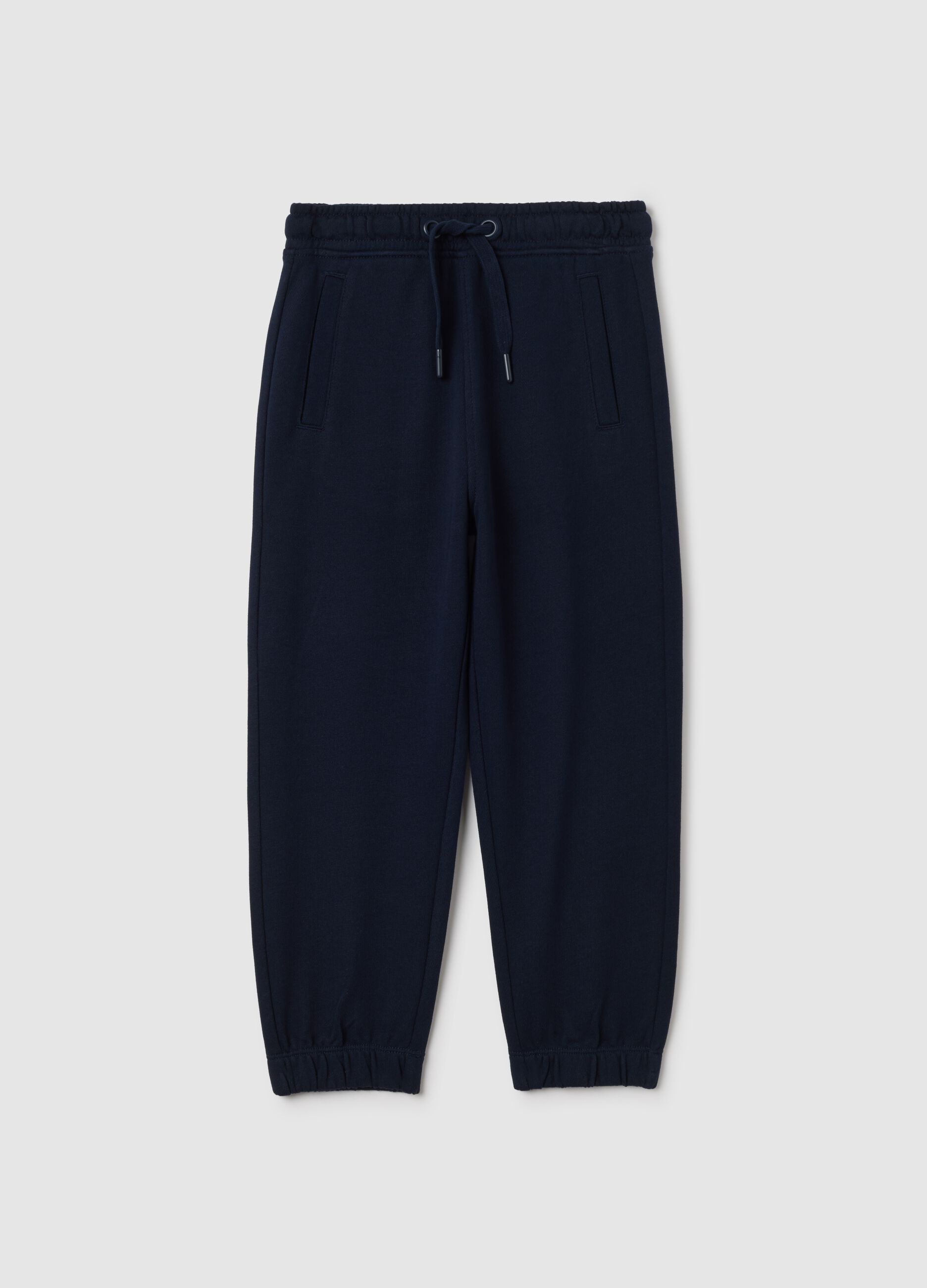 Children's blue regular fit pure cotton trousers