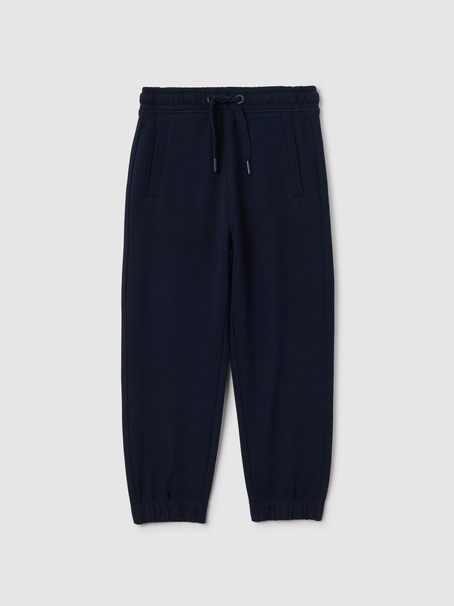 Children's blue regular fit pure cotton trousers_0