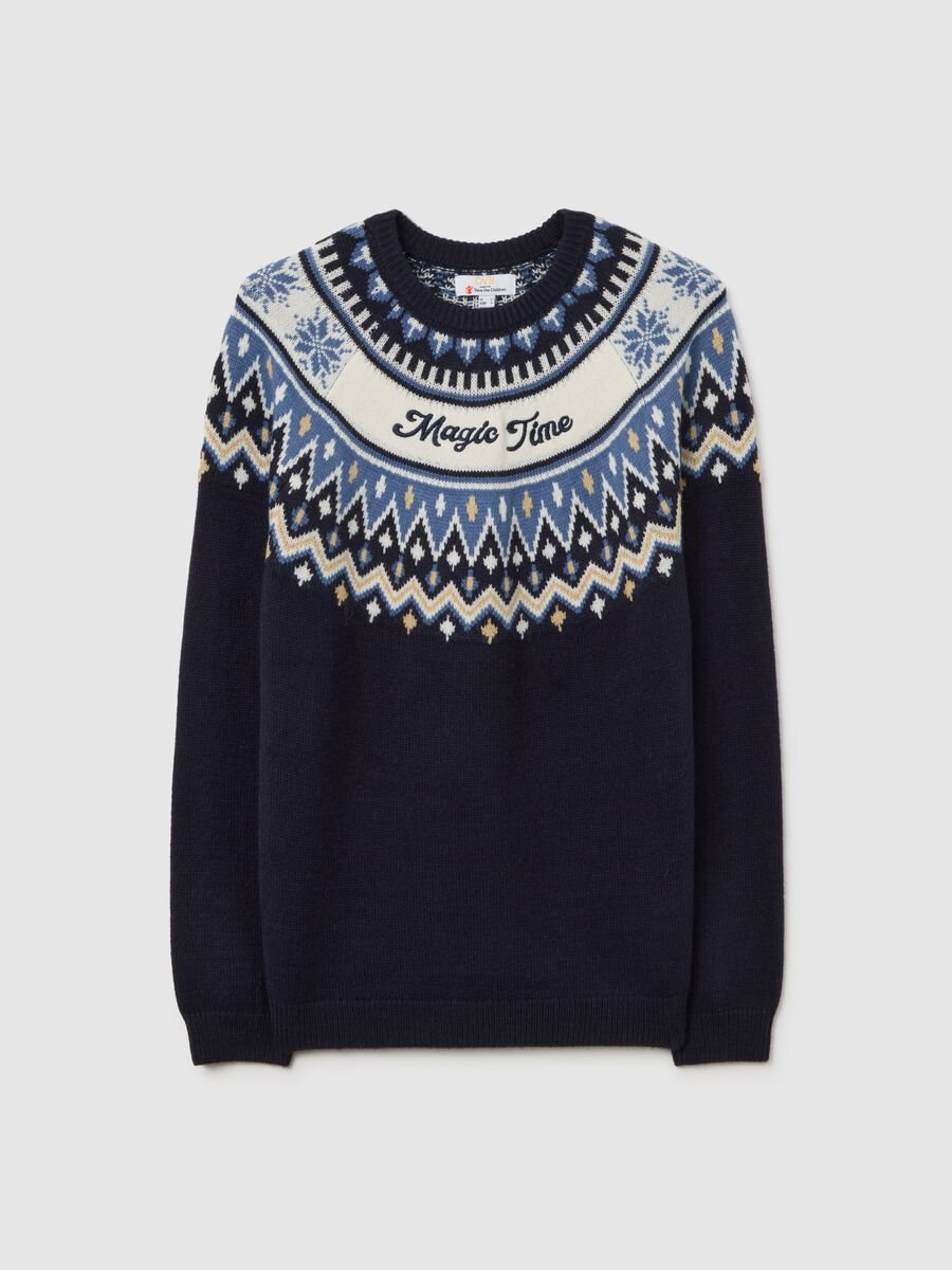 Save the Children Christmas Jumper with Blue Jacquard Pattern_4