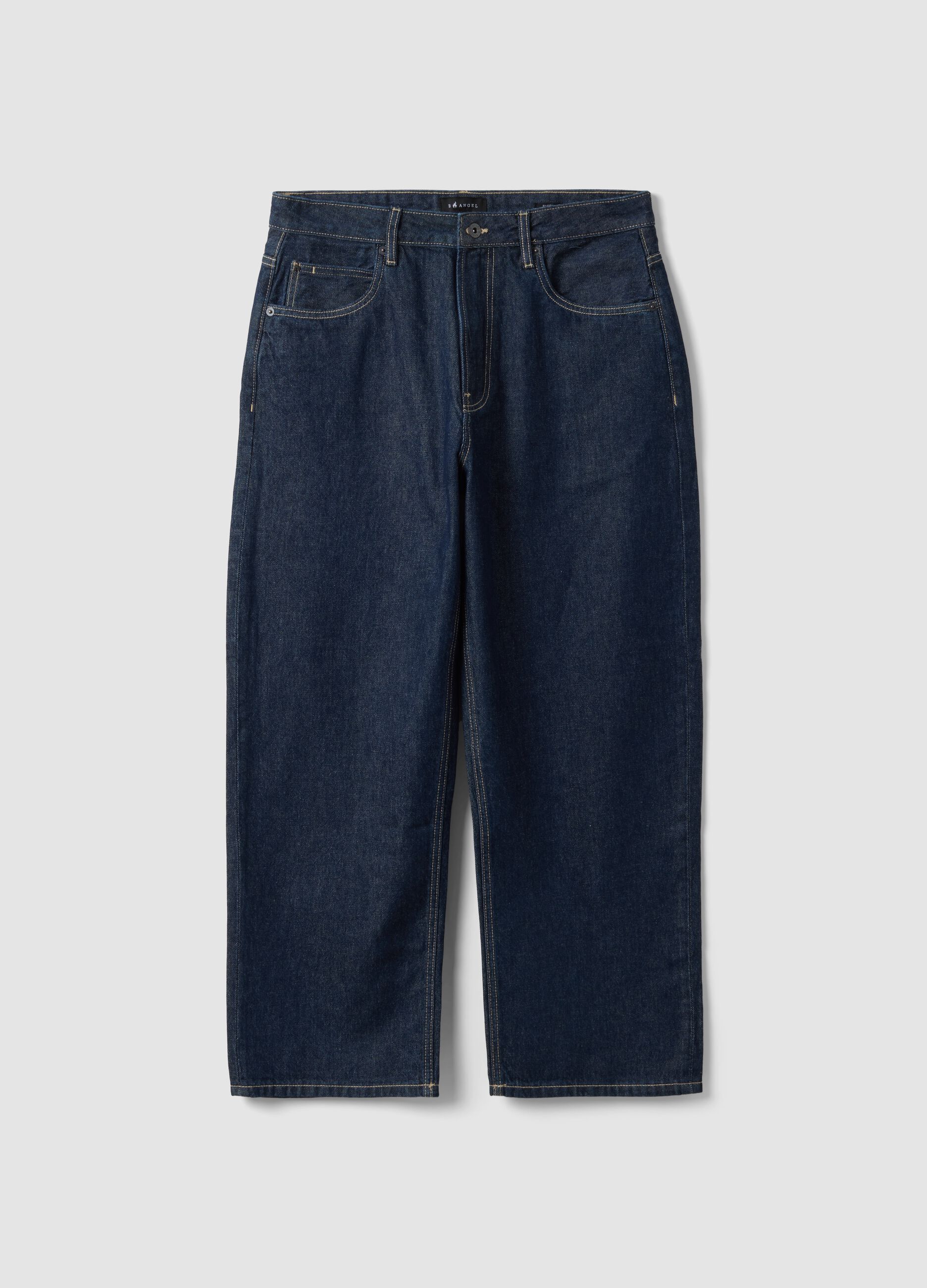 Blue denim jeans in pure cotton, baggy fit