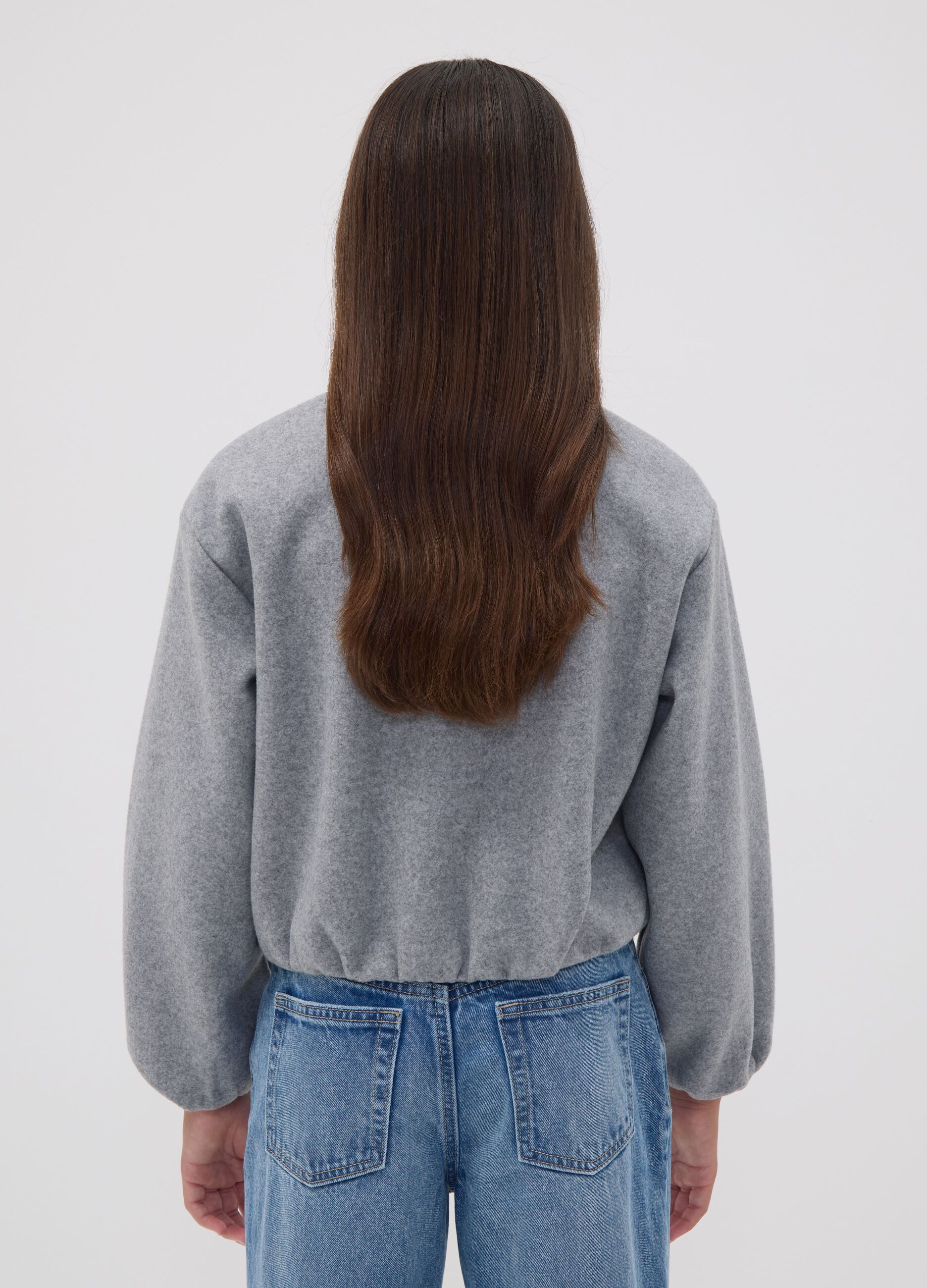 Girls&rsquo; grey regular-fit zip-up jacket