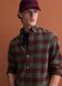 Green and yellow checked pure cotton flannel shirt, regular fit_0