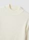 White fitted ribbed viscose-blend top with high neck_5