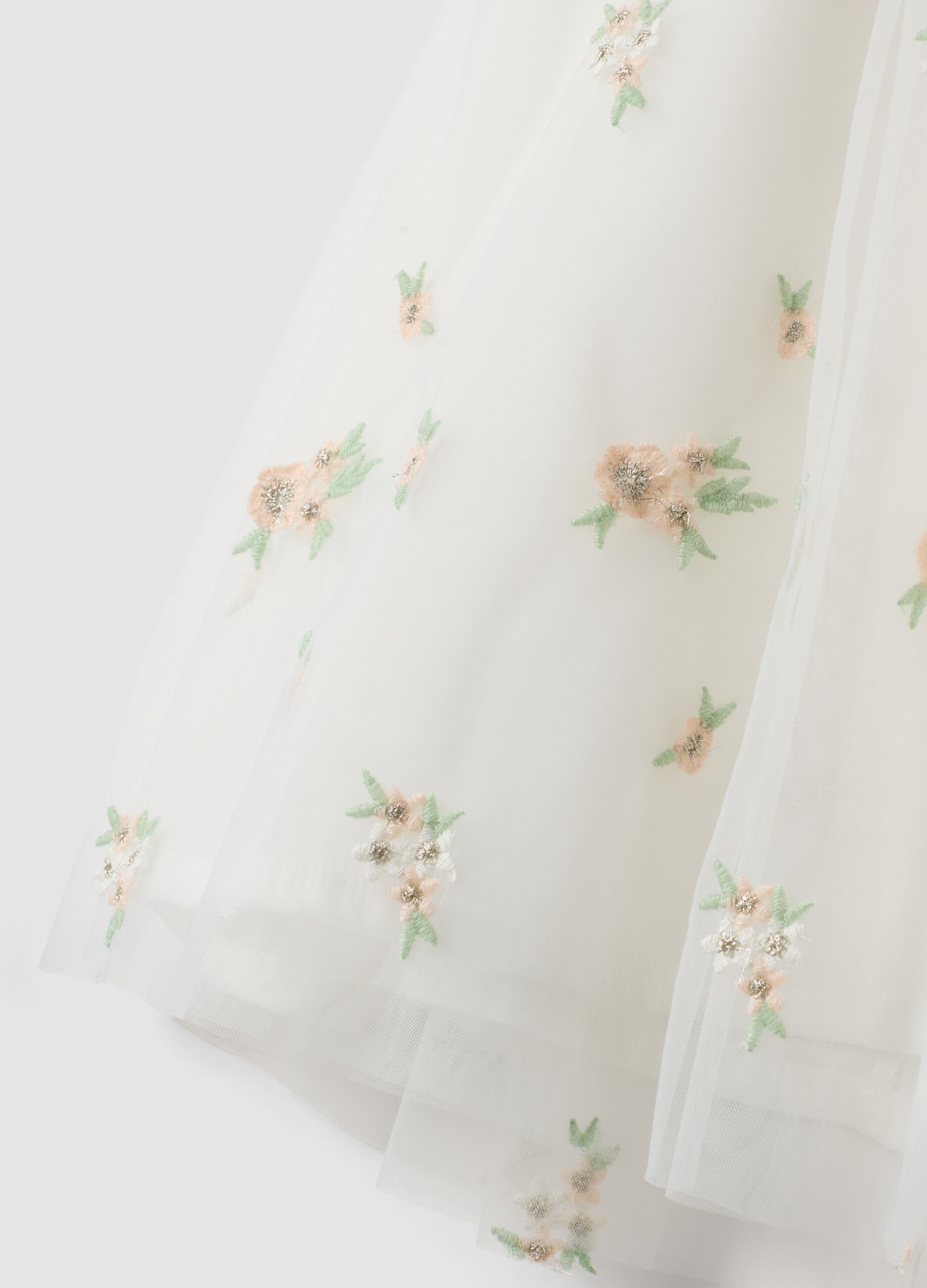 White girls&rsquo; dress with floral embroidery, regular fit