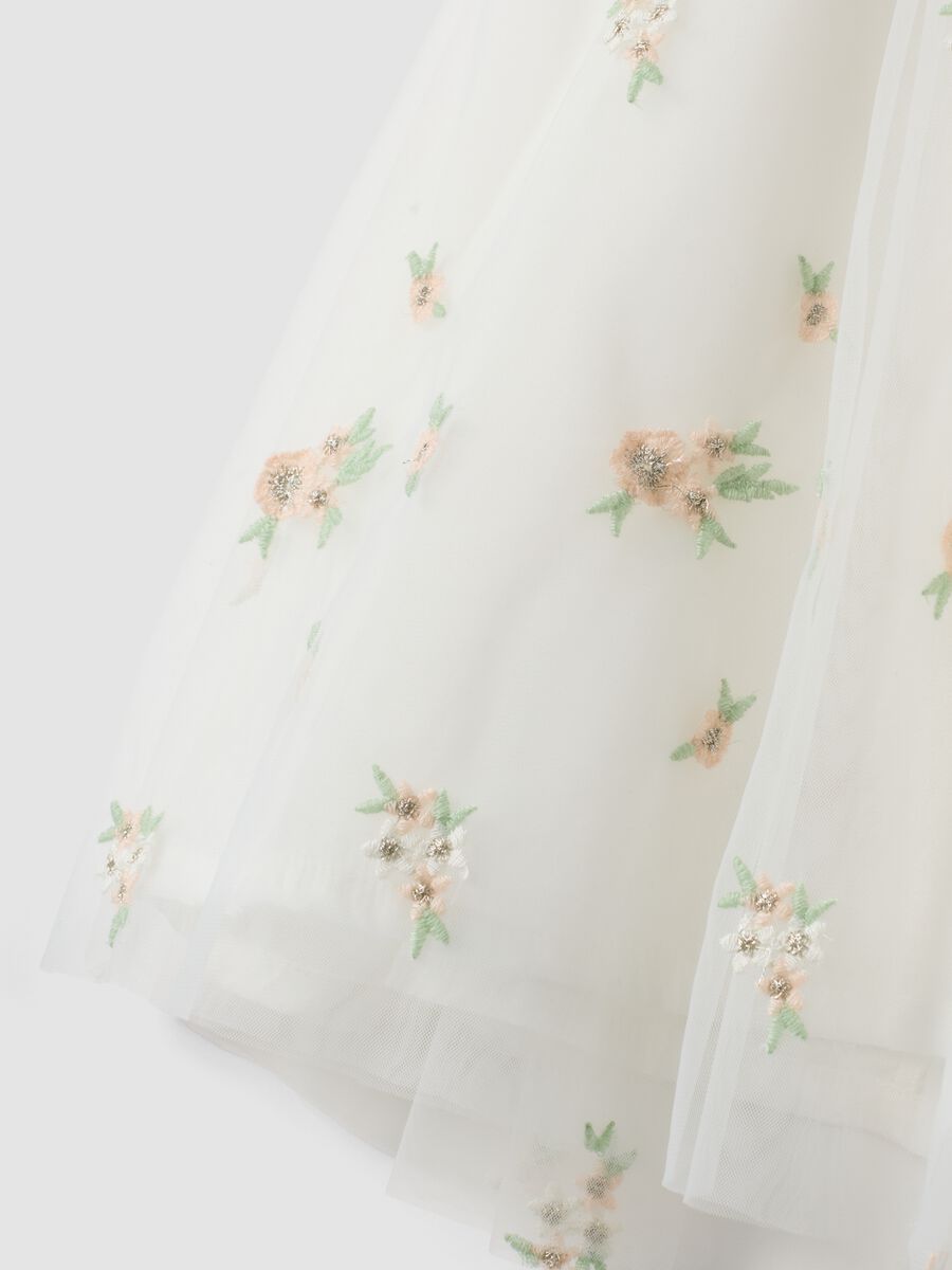 White girls&rsquo; dress with floral embroidery, regular fit_3