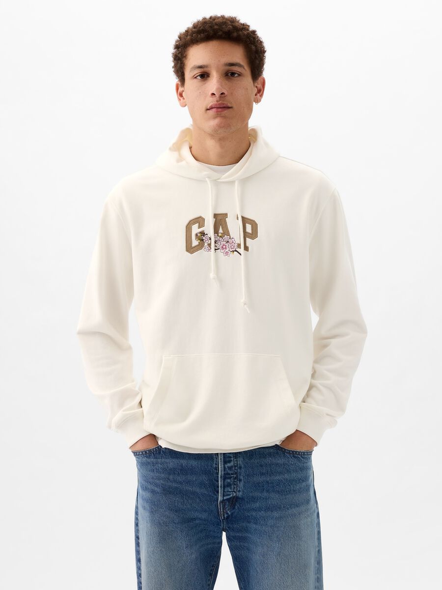 Sweatshirt with logo embroidery and cherry blossom_0
