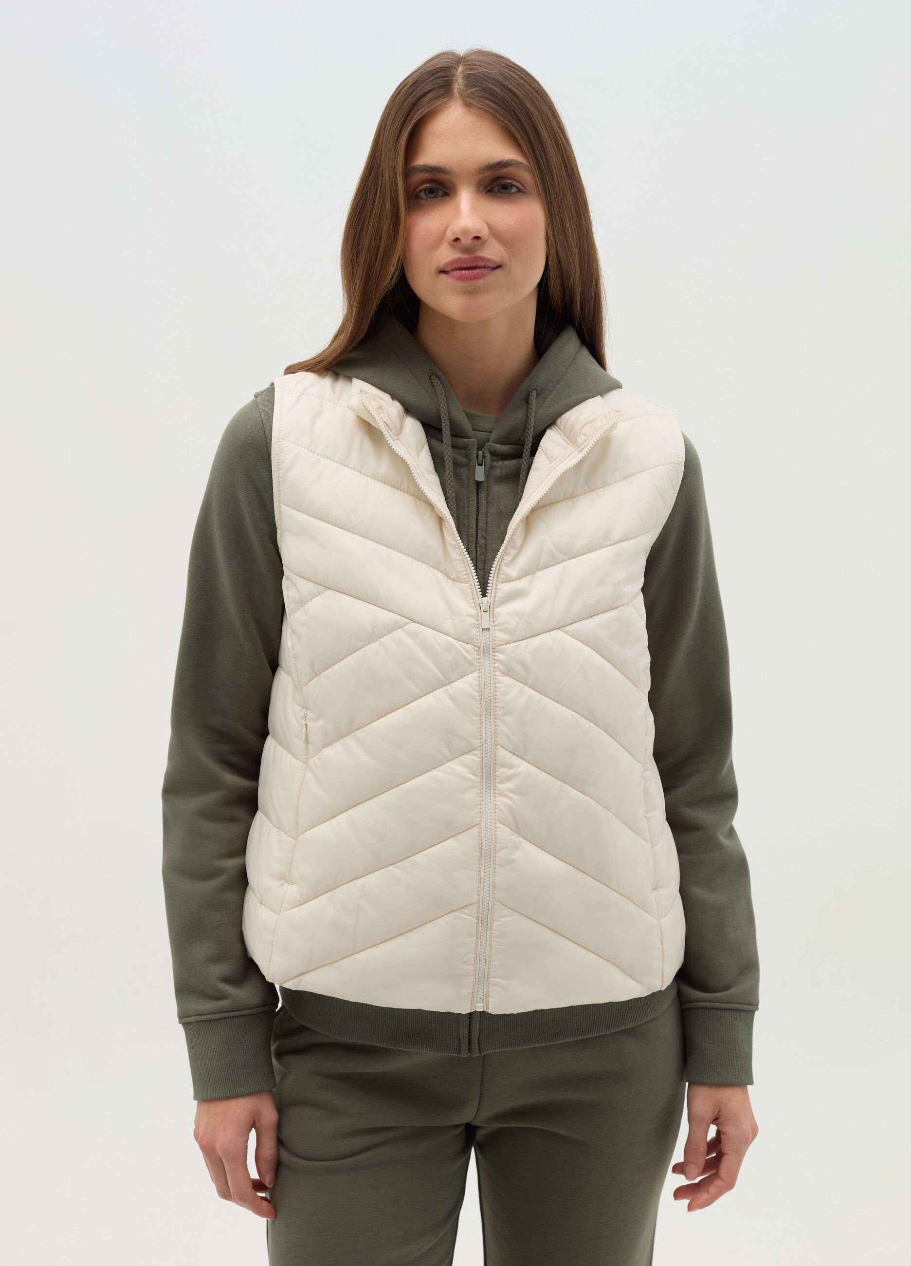 Gilet full-zip ultralight a collo alto