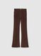 Brown Flare Trousers in Stretch Velvet_4