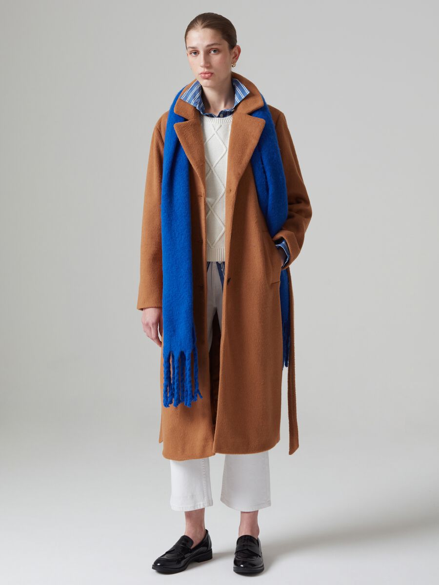 Cappotto lungo monopetto con cintura_0