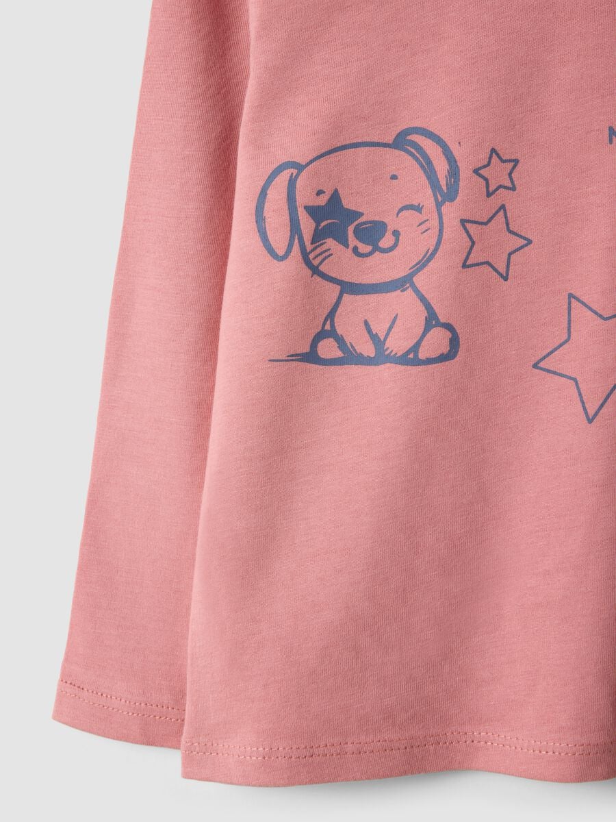 Pink organic cotton T-shirt with cute animal print for baby girl_3
