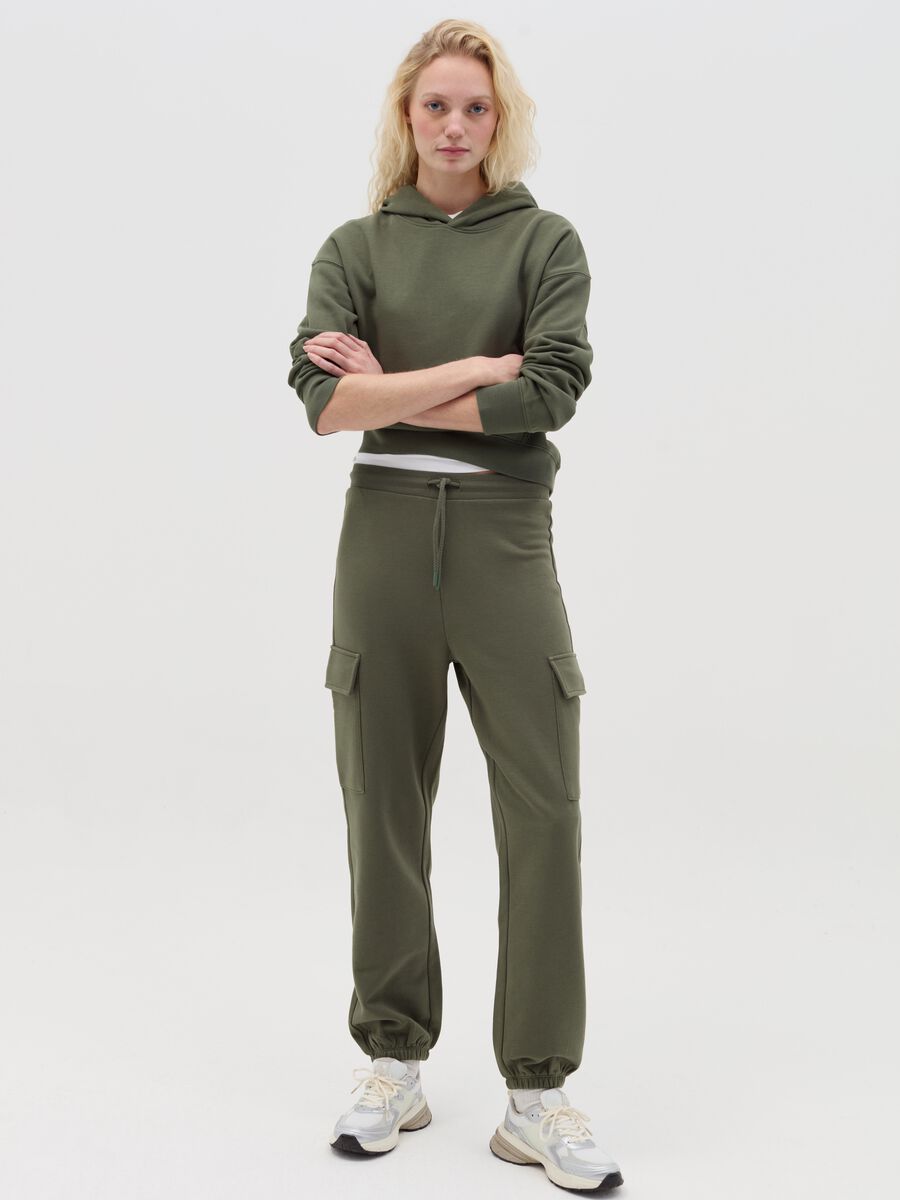 Cargo joggers in fleece with drawstring_0