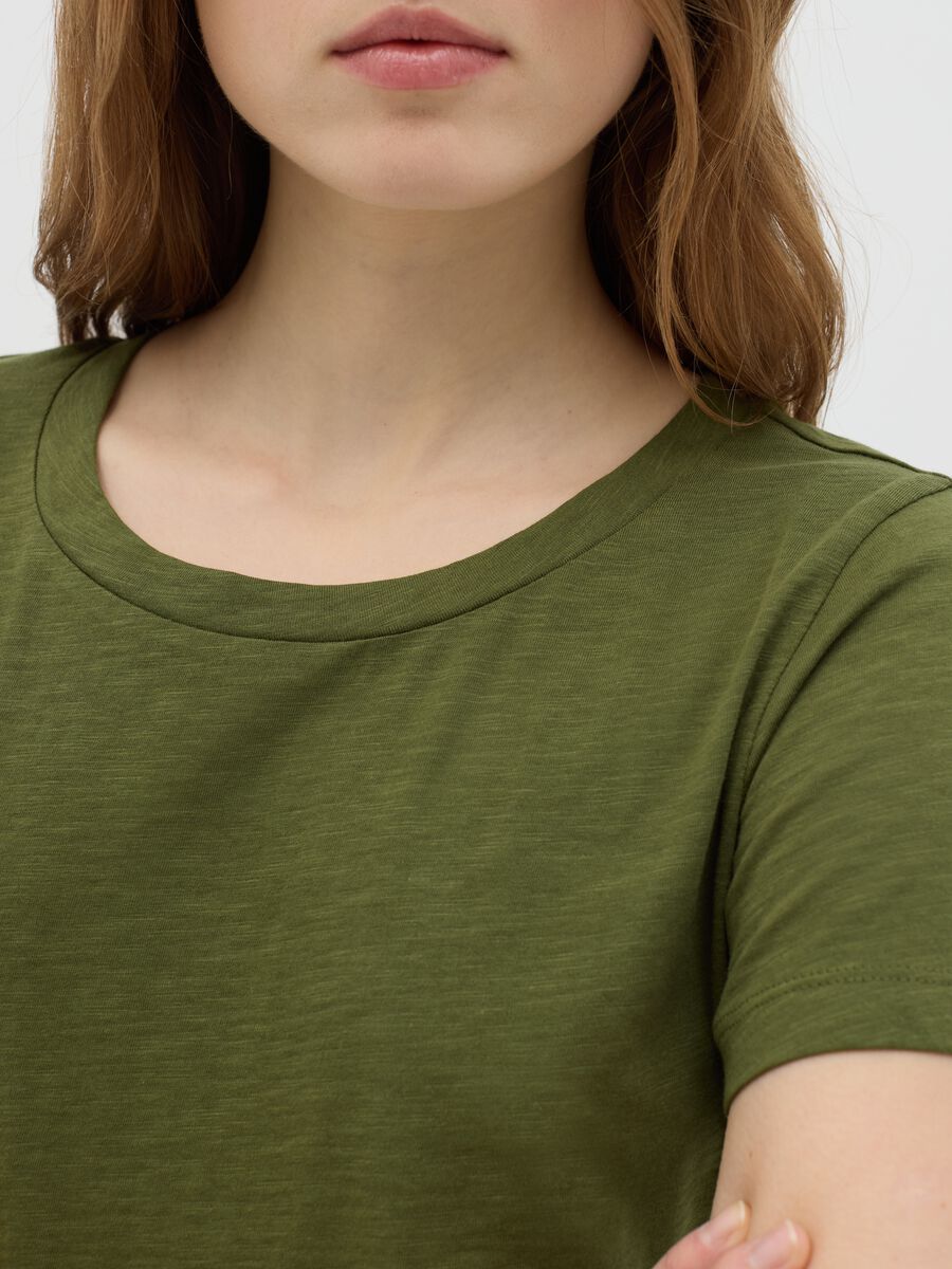 Short-sleeved green T-shirt in pure cotton_2