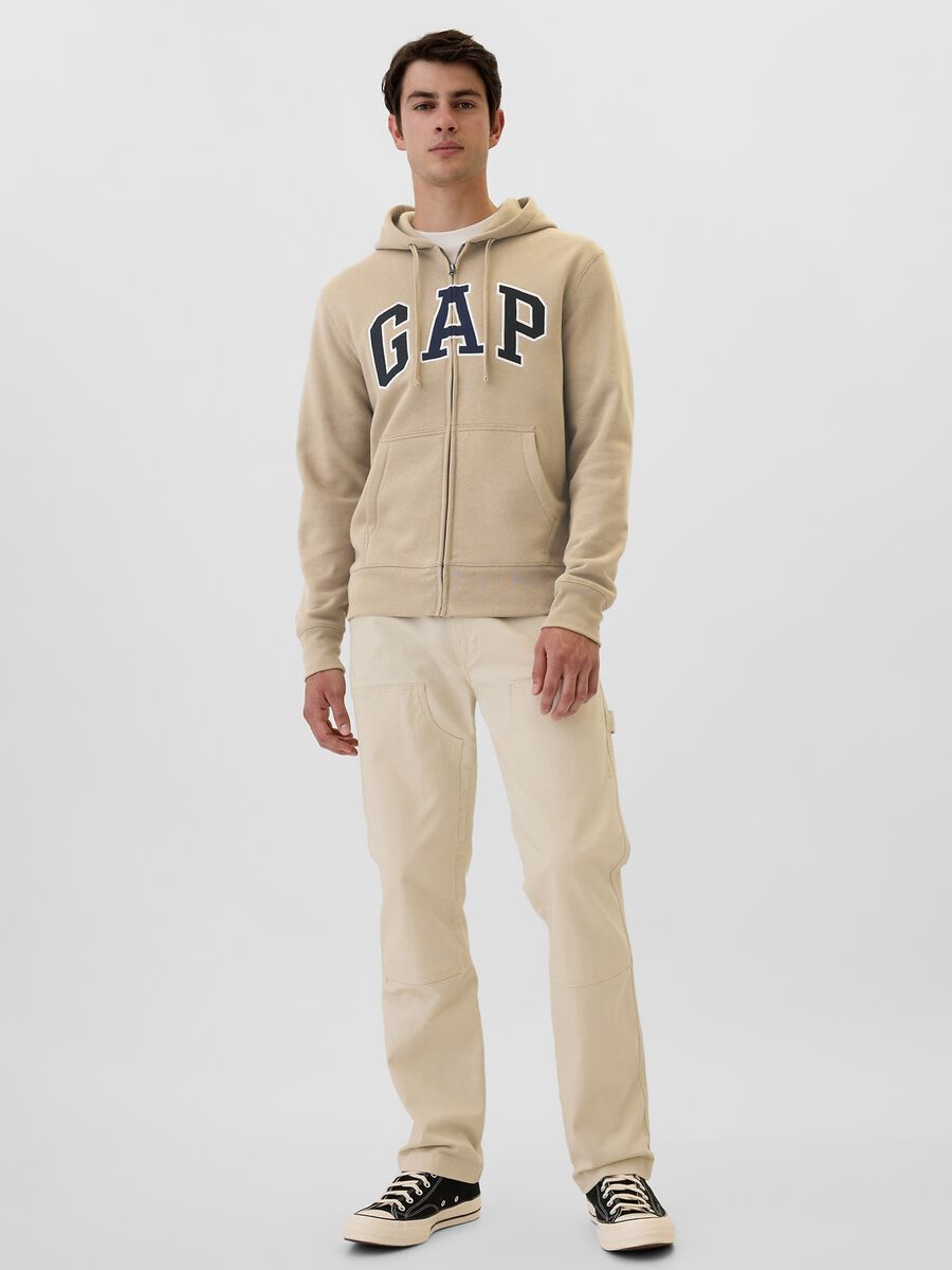 Full-zip sweatshirt with hood and logo embroidery_1