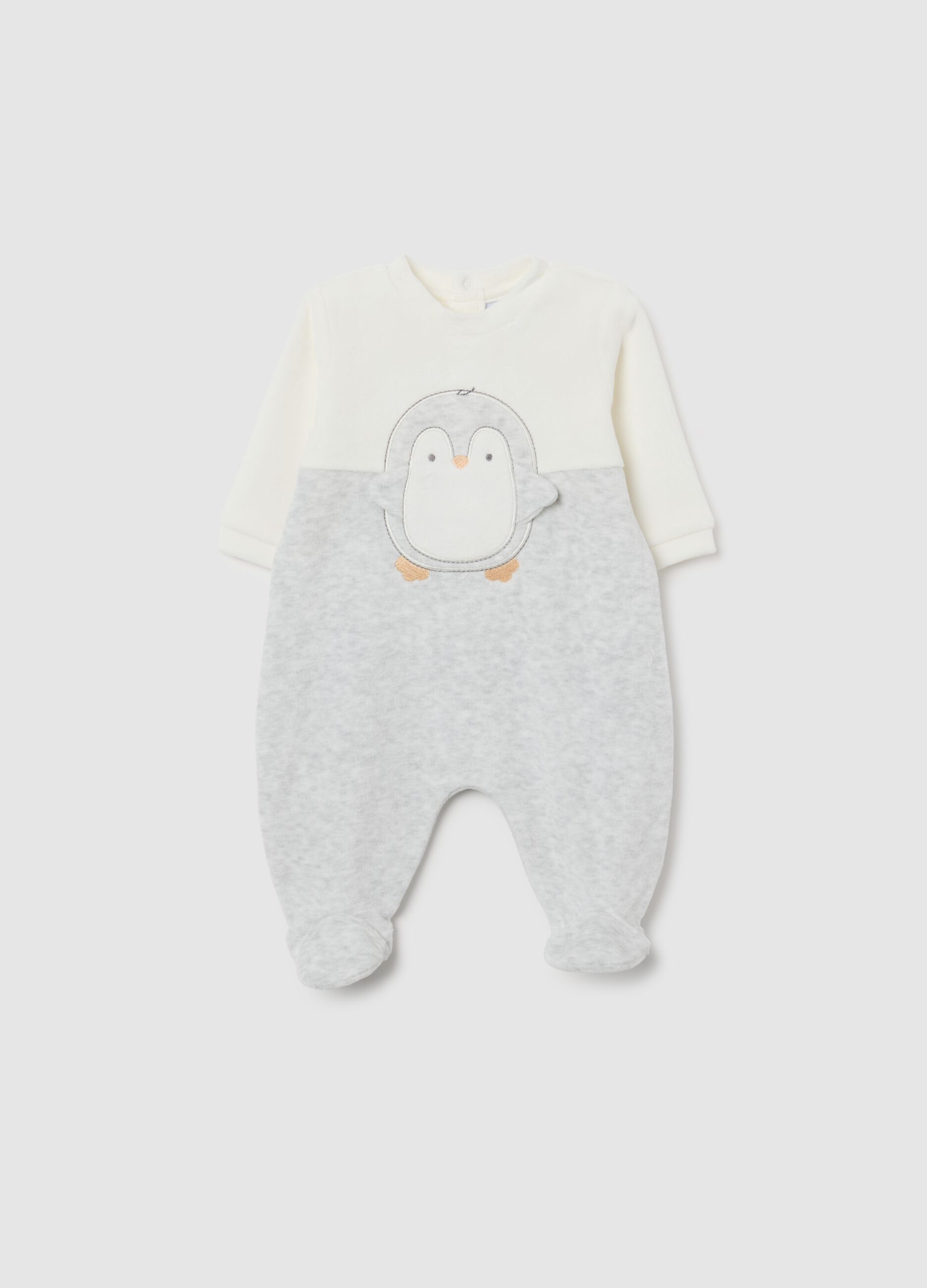 Grey cotton blend baby romper