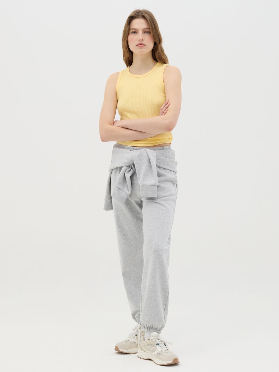 Yellow cotton tank top_1