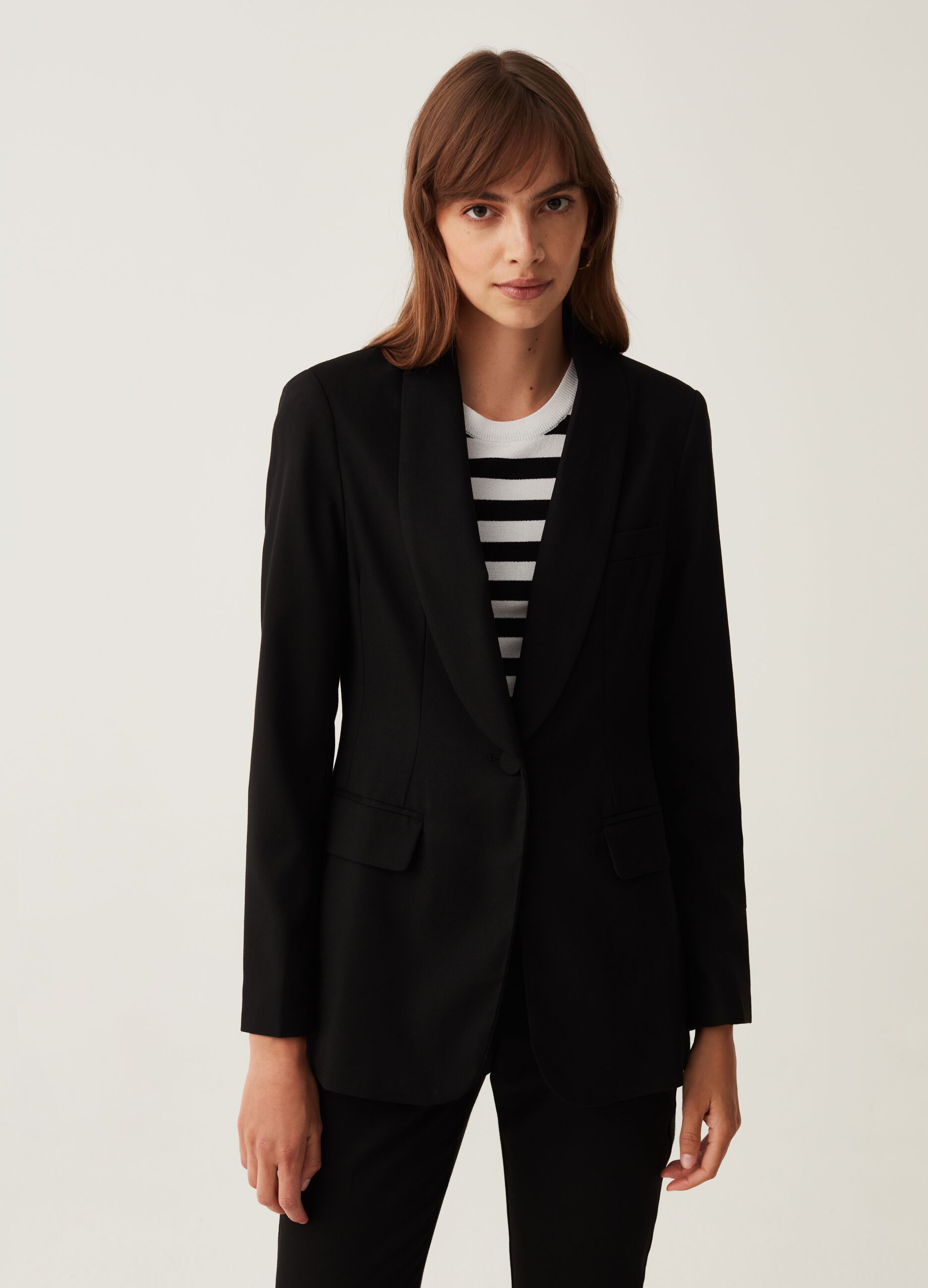 Blazer monopetto tinta unita_0
