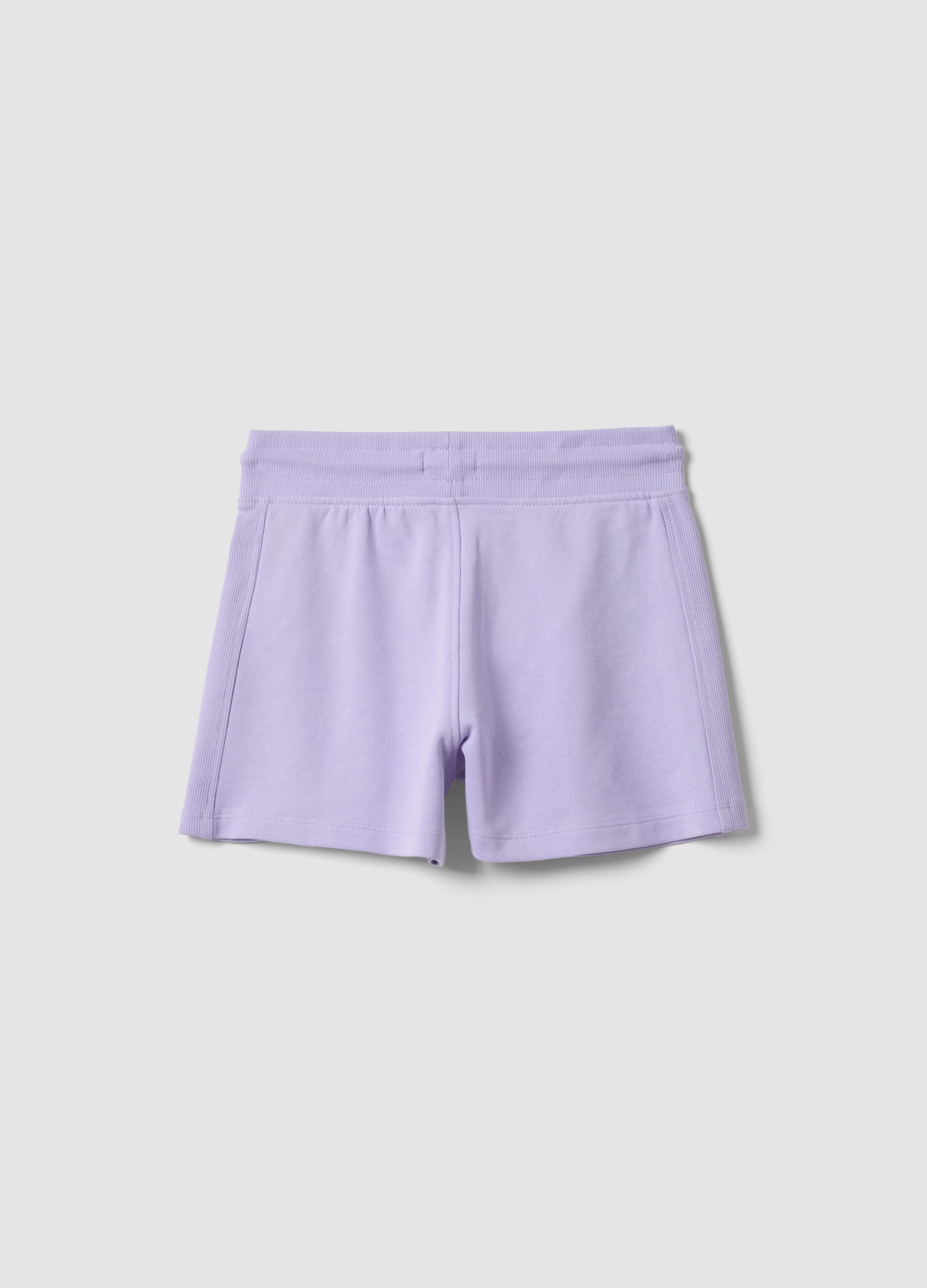 Girls&rsquo; purple organic cotton shorts with elasticated waistband