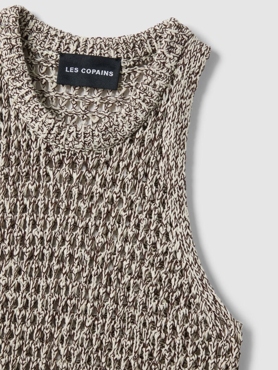 Multicoloured regular fit cotton blend tank top with knitted design_5