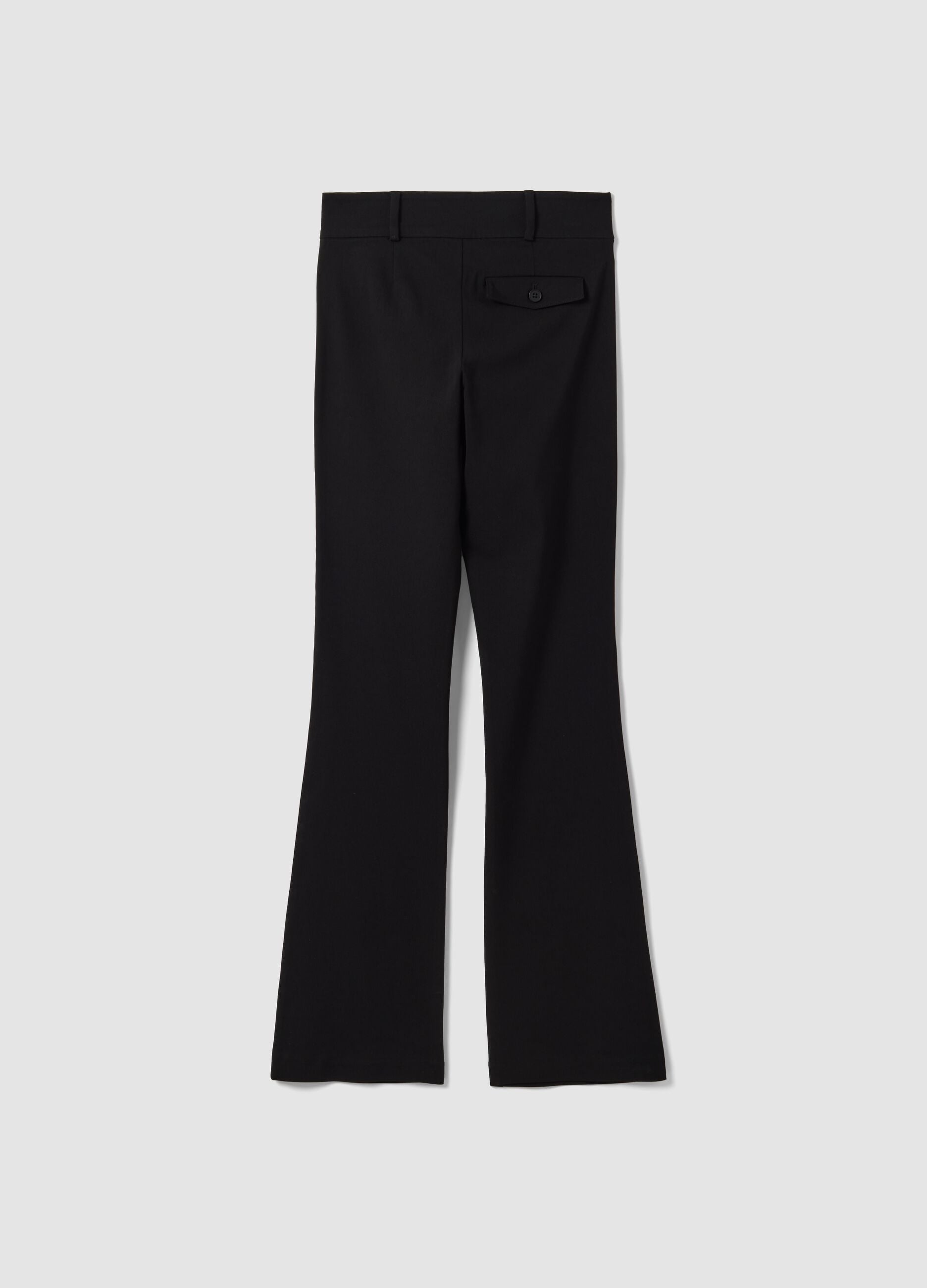 Black flared trousers in stretch viscose