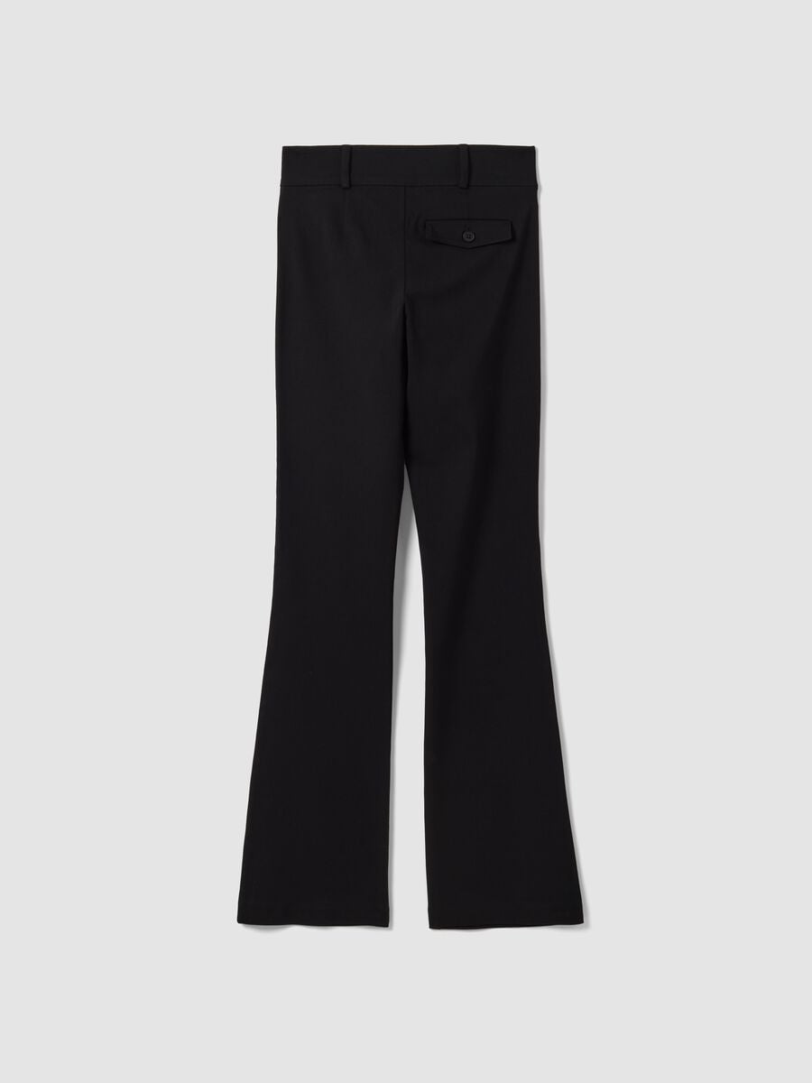 Black flared trousers in stretch viscose_6