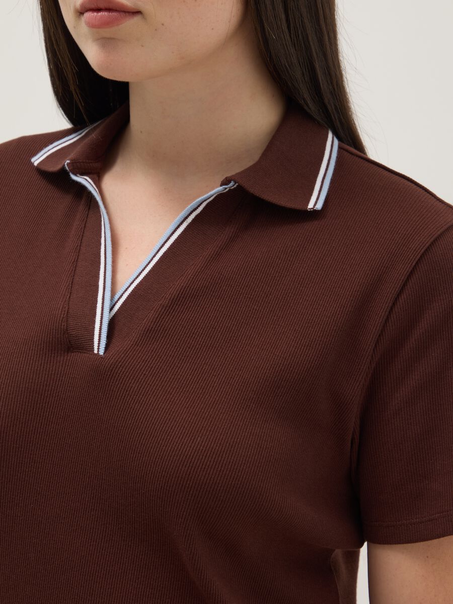 Polo a maniche corte in puro cotone marrone regular fit_2