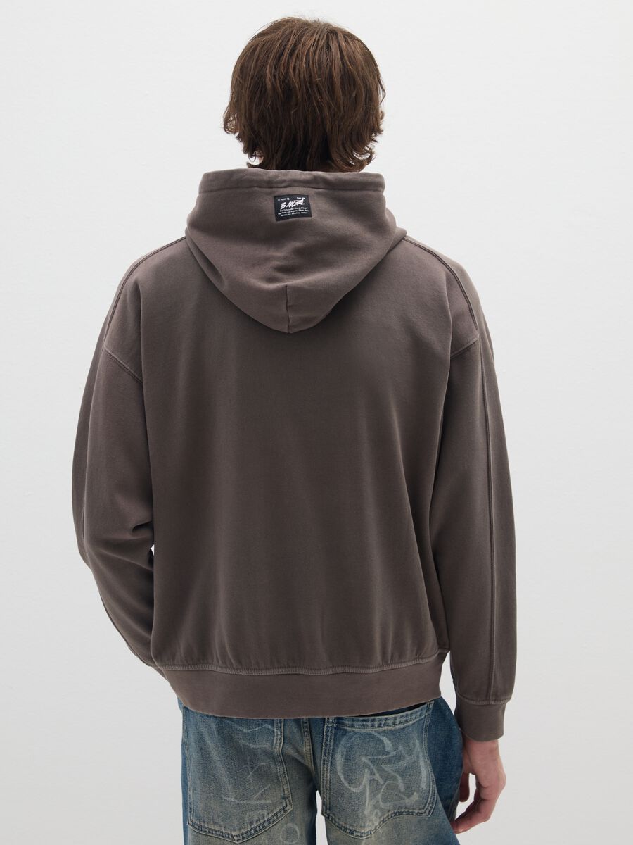 Felpa in misto cotone marrone oversize_3