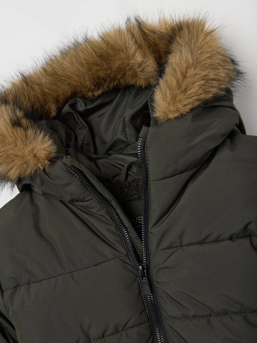Green padded jacket for children_3