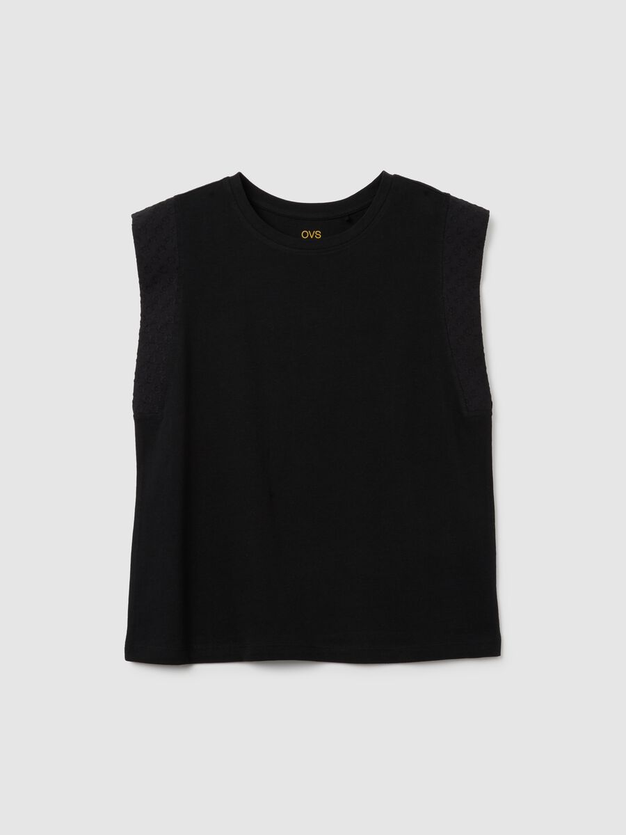 Women's black pure cotton sleeveless top - regular fit_0