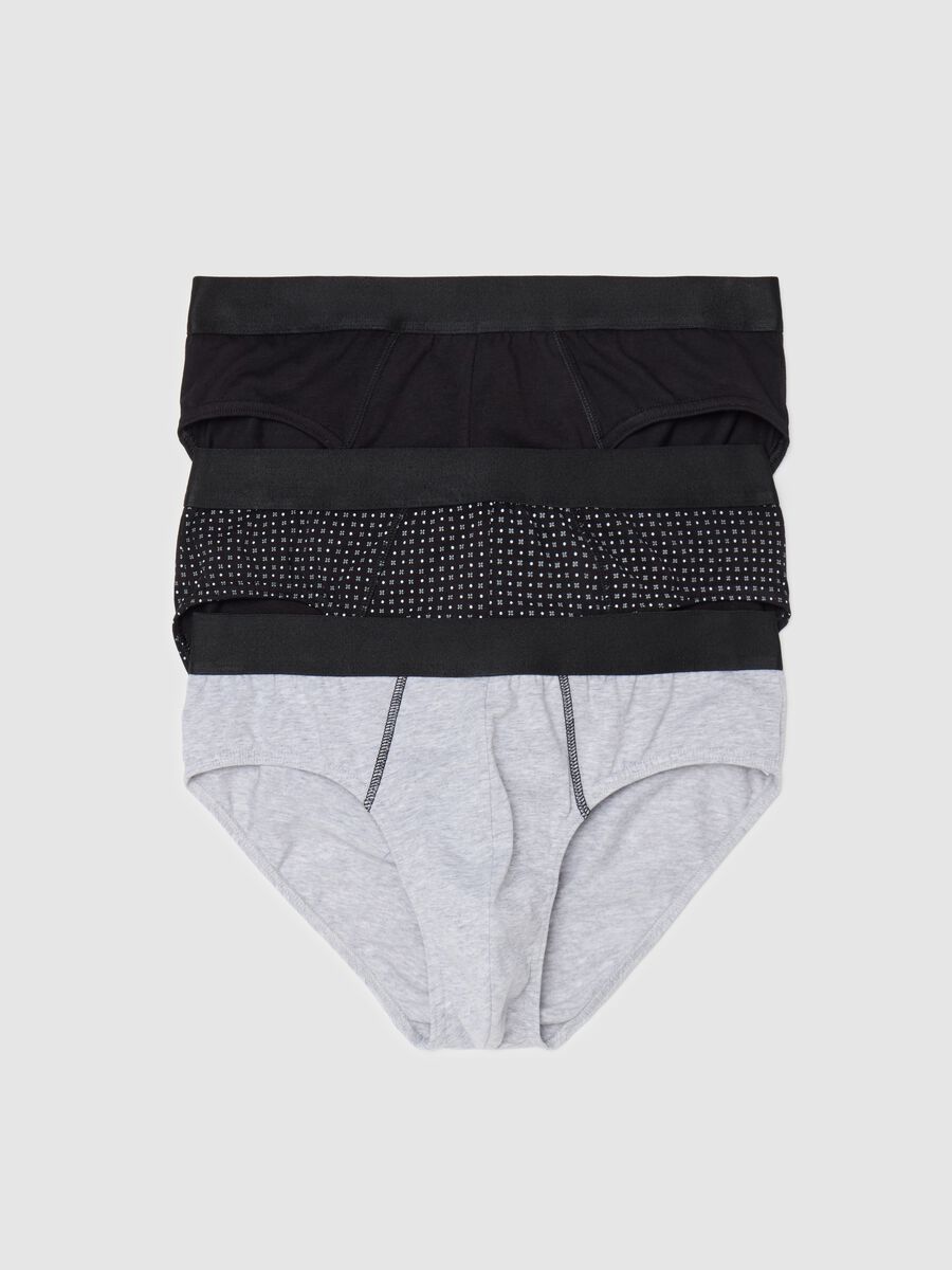 Three-pair pack briefs in stretch cotton with micro pattern_4