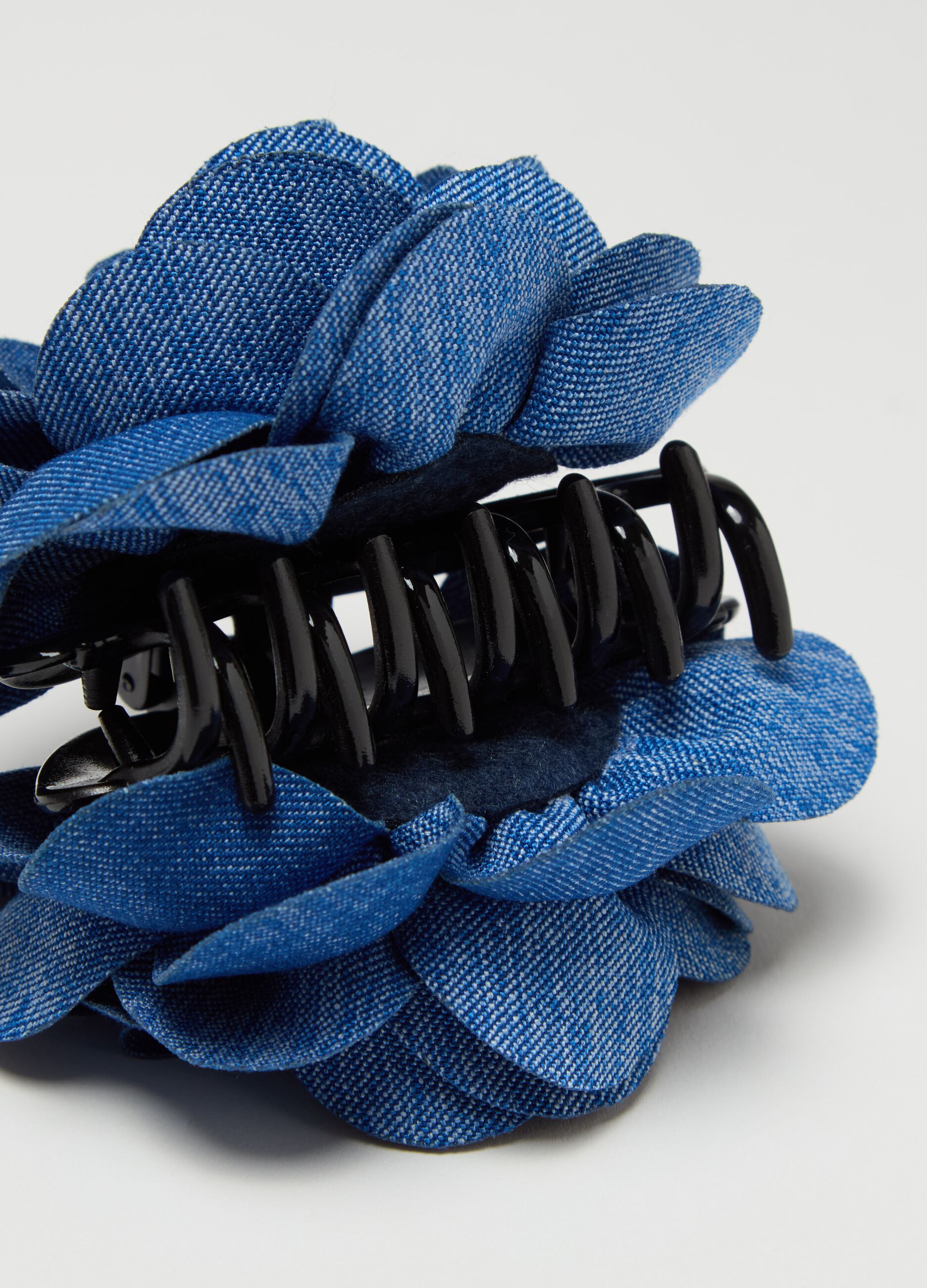 Floral denim-effect hair clip