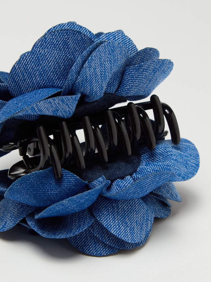 Floral denim-effect hair clip_2