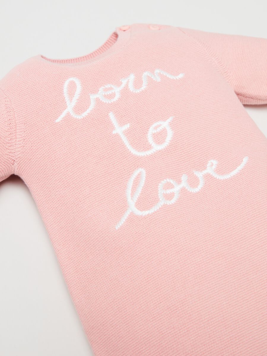 Tutina in maglia con ricamo lettering_2