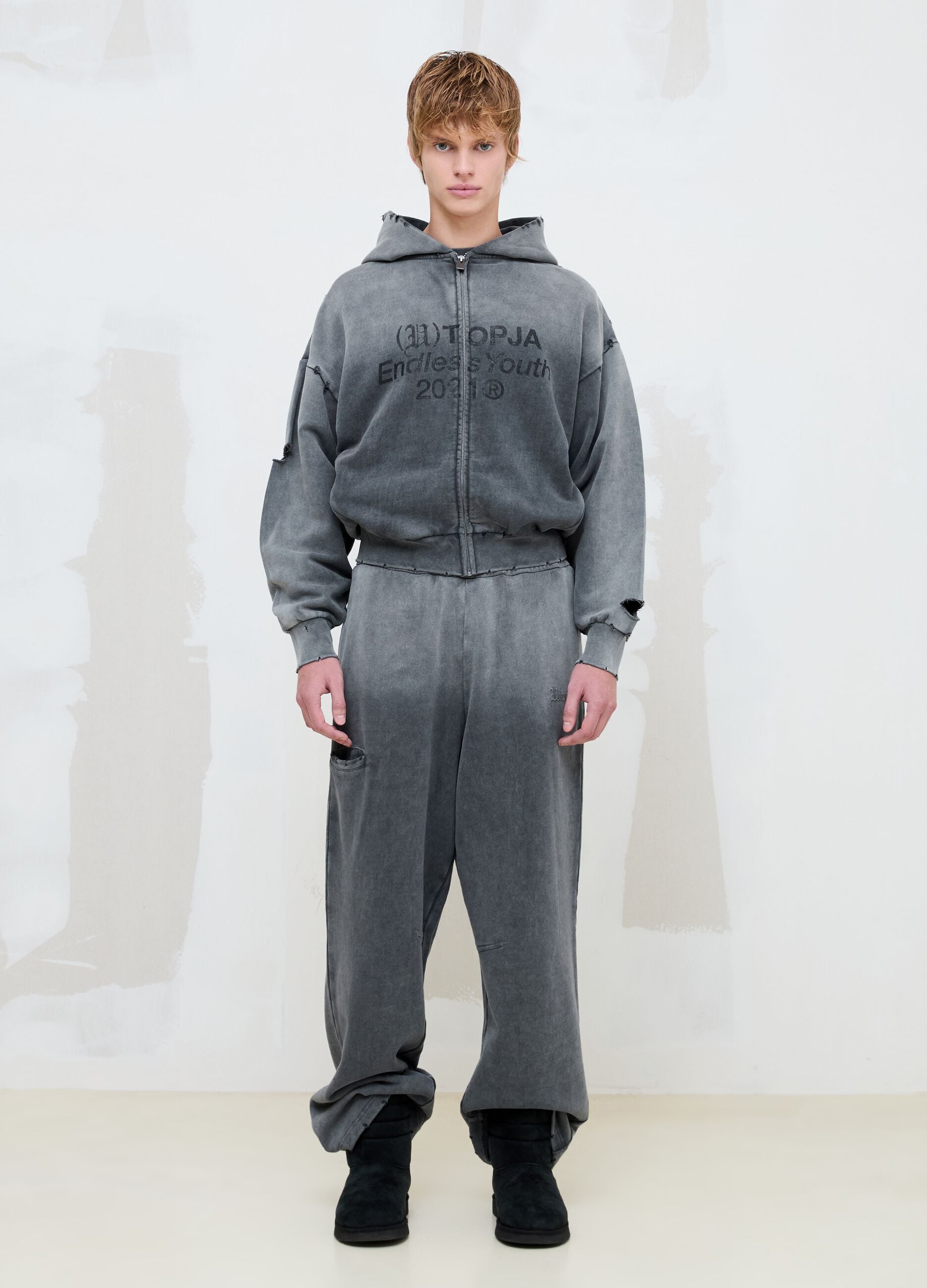 Full-Zip Hoodie Sunfaded Grey