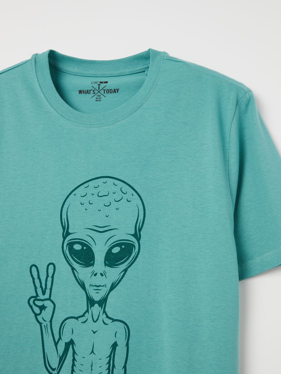 T-shirt con stampa "I come in peace"_5