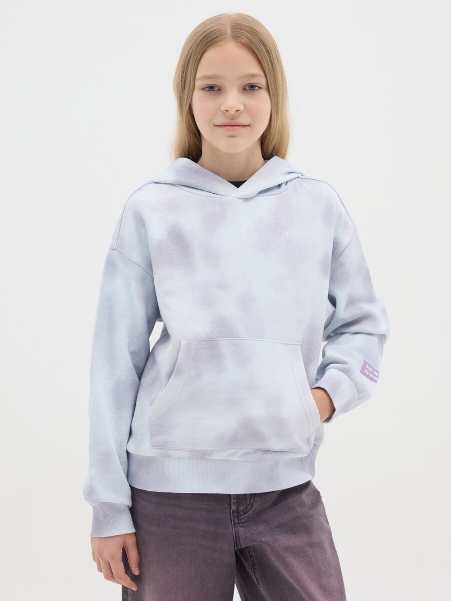 Felpa da ragazza in cotone multicolor regular fit effetto tie dye_0