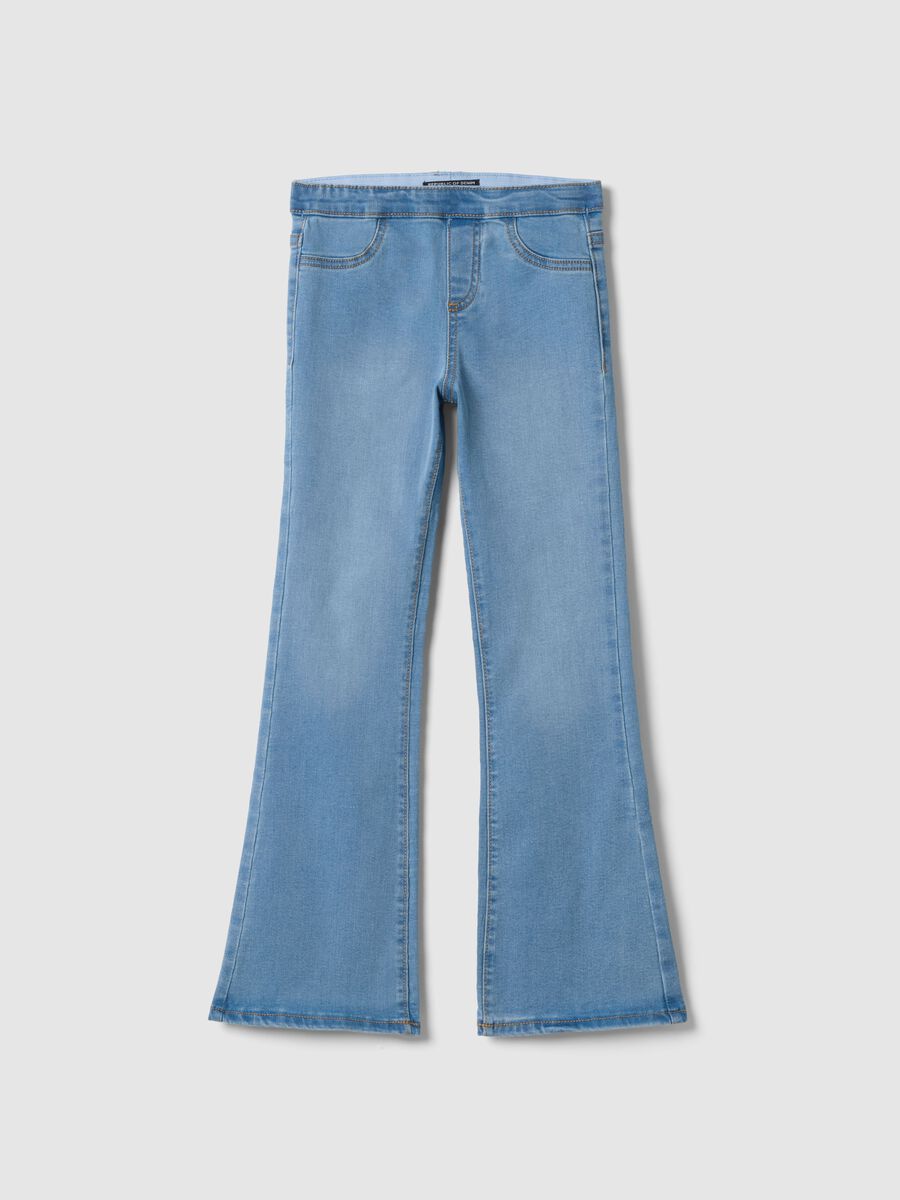 Girls' azure cotton blend flare fit jeggings_0