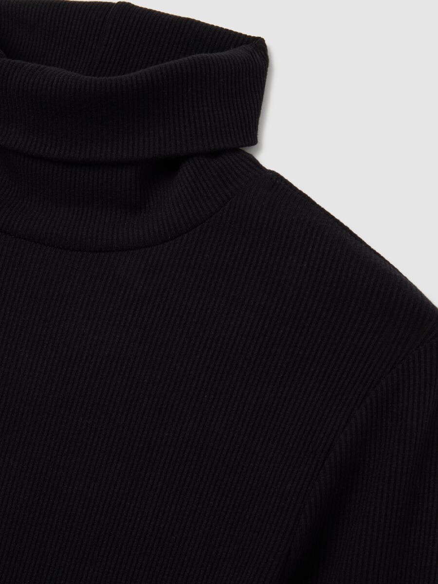 Black turtleneck regular fit sweater_5