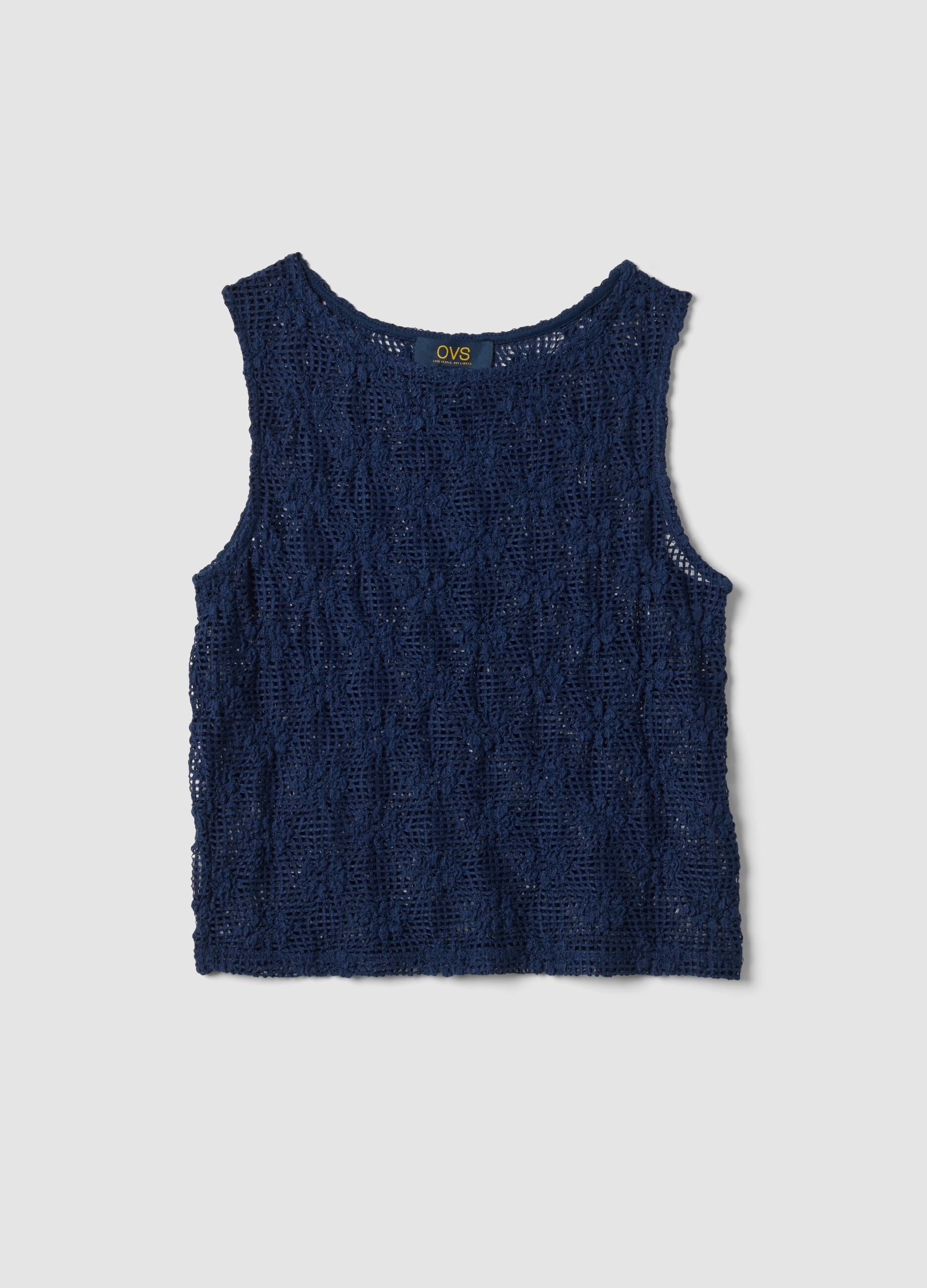 Blue stretch-fabric tank top
