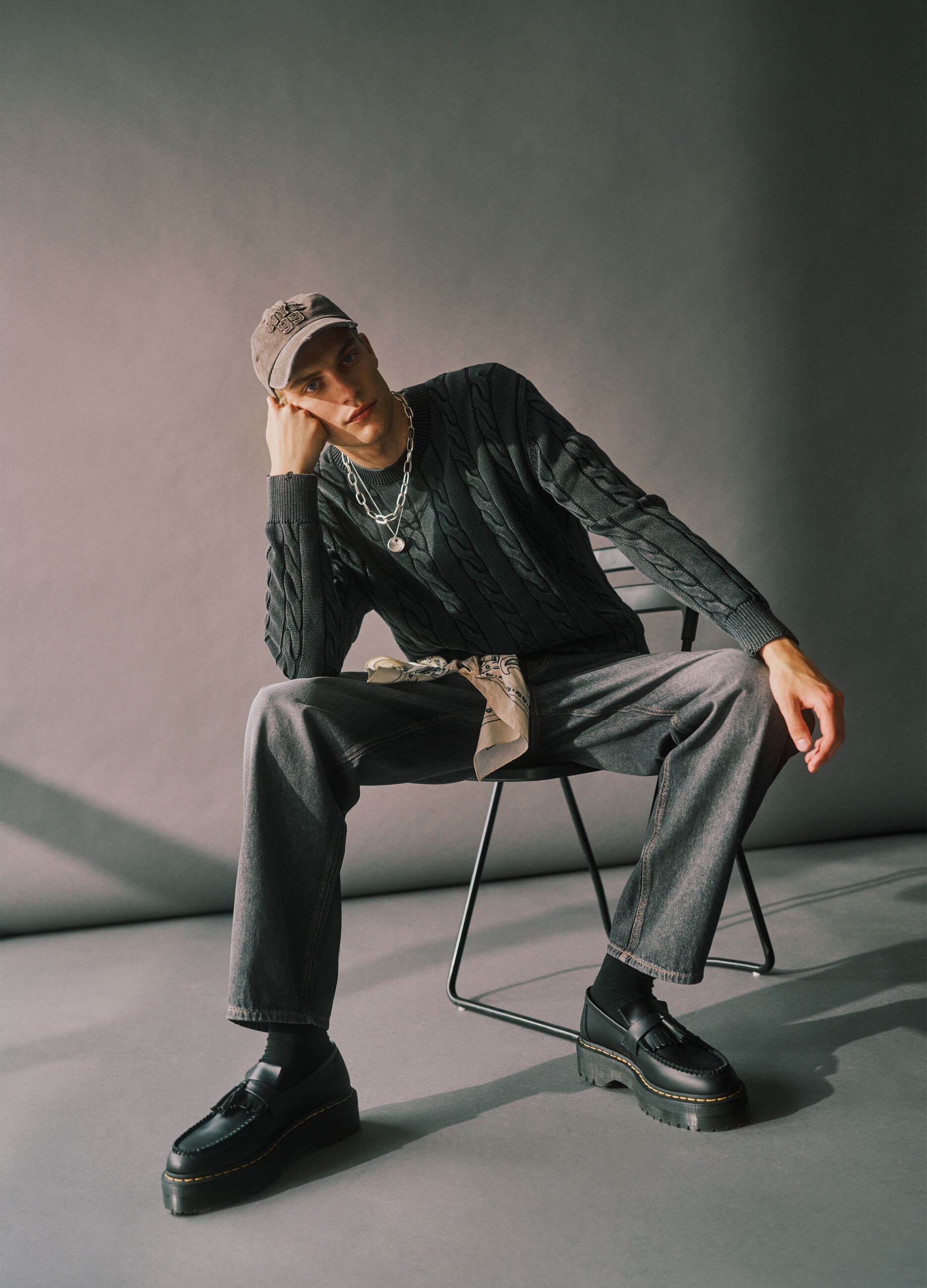 Maglione in puro cotone grigio regular fit