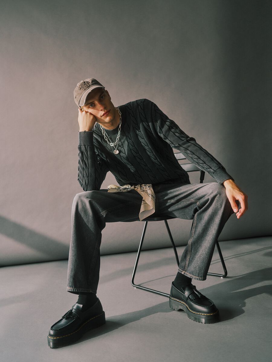 Grey pure cotton regular fit sweater_0